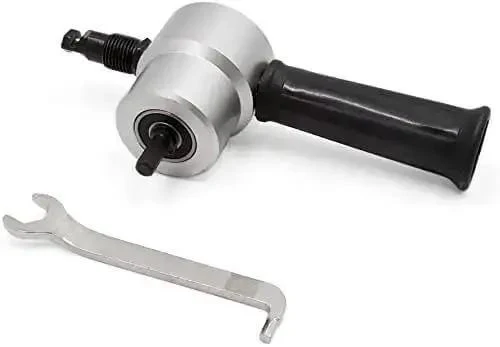 Beefy Double Head Sheet Metal Nibbler Cutter For Drills, Silver Tone Black Aluminum Alloy Tool With Fast Cutting Up To 2 Meters Per Minute, Durable Metal Sheet Cutter Includes Spanner