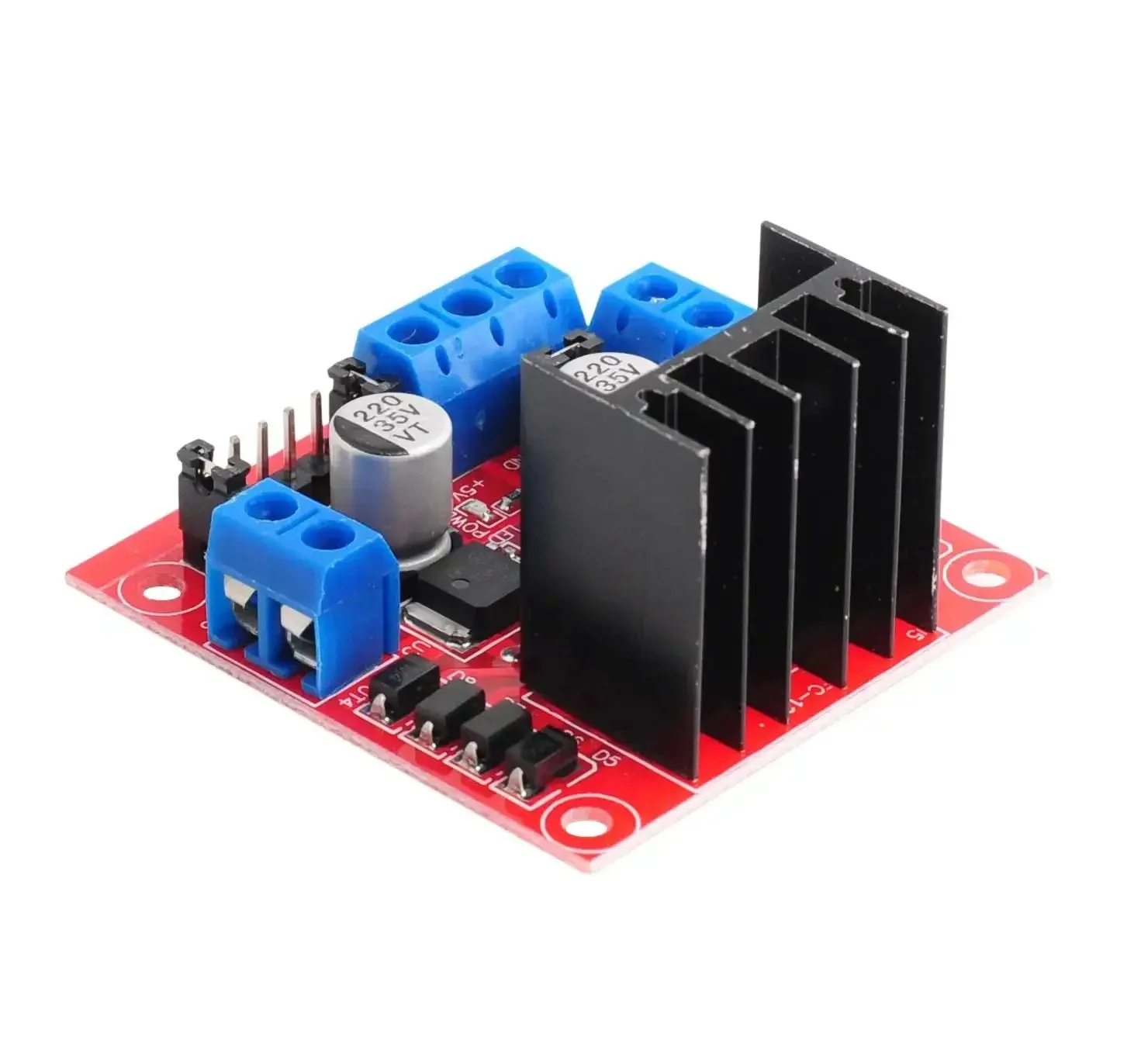 Beefy Dual H-Bridge Motor Drive Controller Board For Arduino ESP32 ESP8266 Smart Car Robot R3 2560 Compatible, Powers One 2-Phase Stepper Or Two DC Motors, Built-In 78M05 Regulator, 46V 3A Peak, 2A Continuous, Low Heat, Dope DIY Kit - Image 5