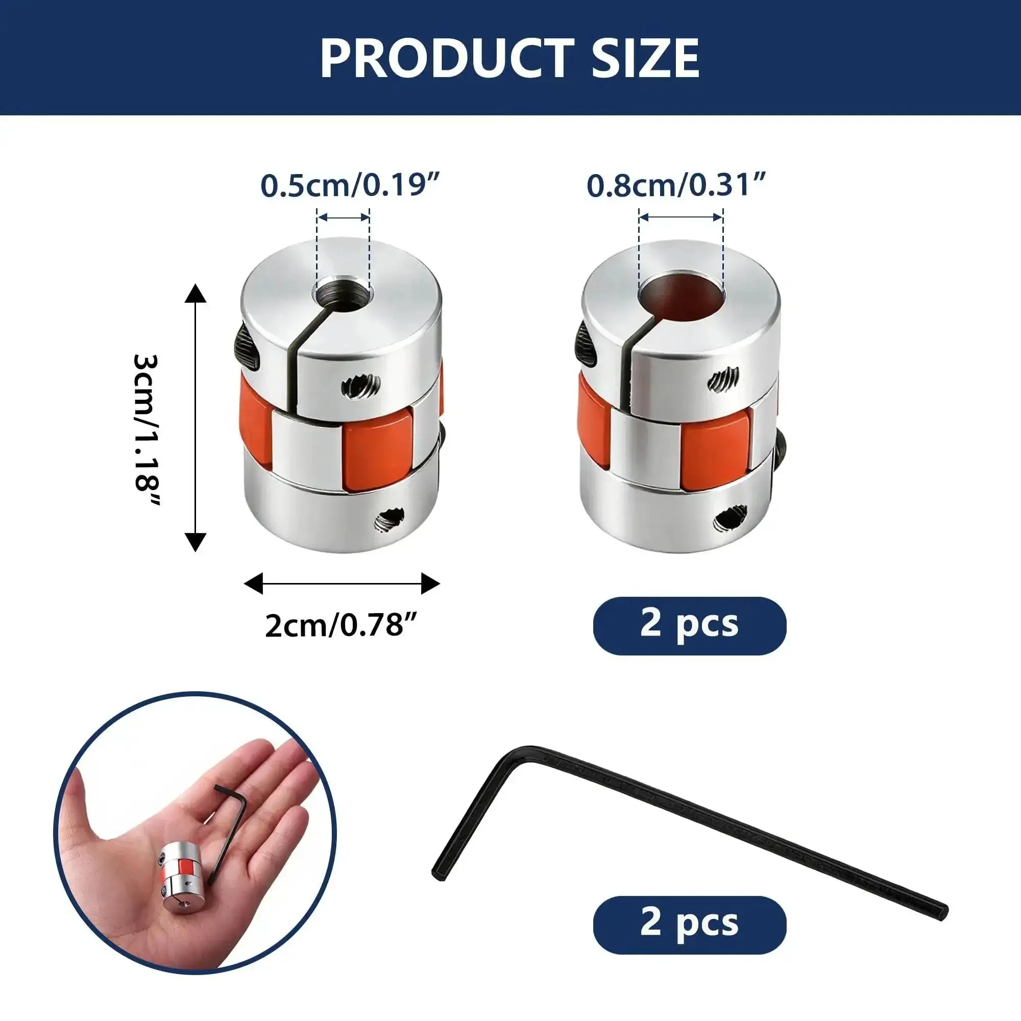 Beefy Dual Pack 5Mm To 8Mm Flexible Shaft Coupling Aluminum Plum Spider Jaw Coupler D20 L25 For 3D Printer CNC Machine Servo And Stepper Motors Encoder Compatible With NEMA 17 - Image 9