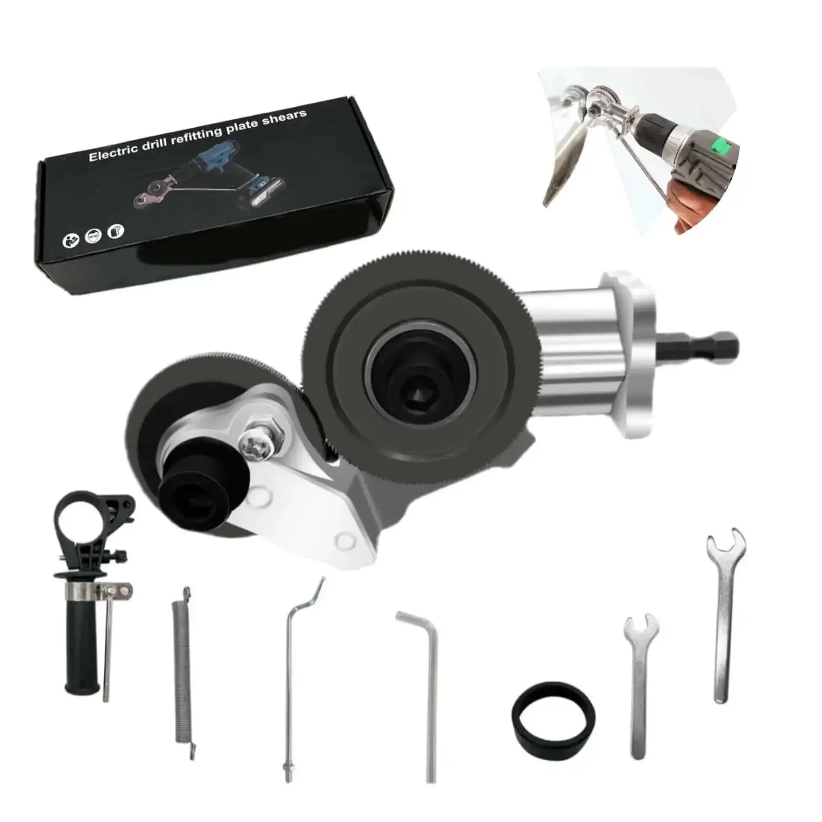 Beefy Electric Drill Plate Cutter And Metal Nibbler Attachment For DIY Sheet Metal Cutting And Shearing On Steel Copper Aluminum Iron And Other Metals With Adapter Included YY ZT 002