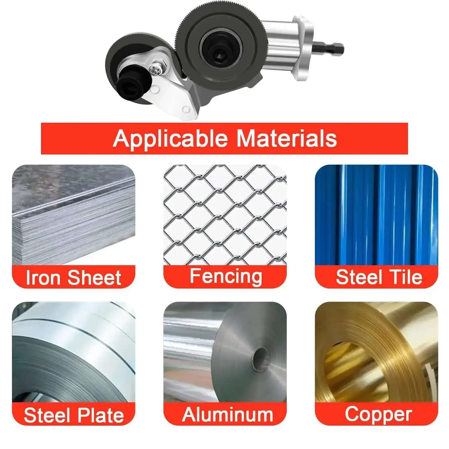 Beefy Electric Drill Plate Cutter And Metal Nibbler Attachment For DIY Sheet Metal Cutting And Shearing On Steel Copper Aluminum Iron And Other Metals With Adapter Included YY ZT 002 - Image 5