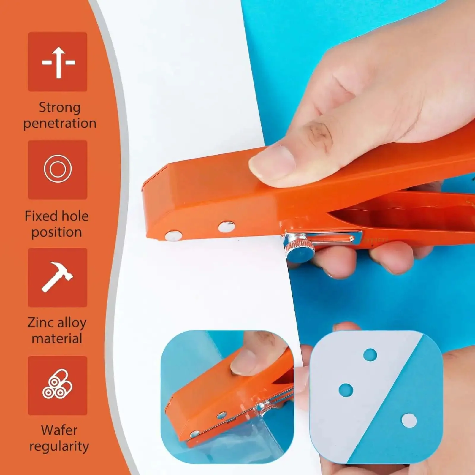 Beefy Five Sixteenth Inch Heavy Duty Single Hole Puncher, Portable Handheld Paper Punch With Limiter, Edge Banding Pliers For Cards, Photos, Cardboard And Office Crafts, Smooth Flat Punching, No Burr, Clear Scale For Precise Positioning - Image 8