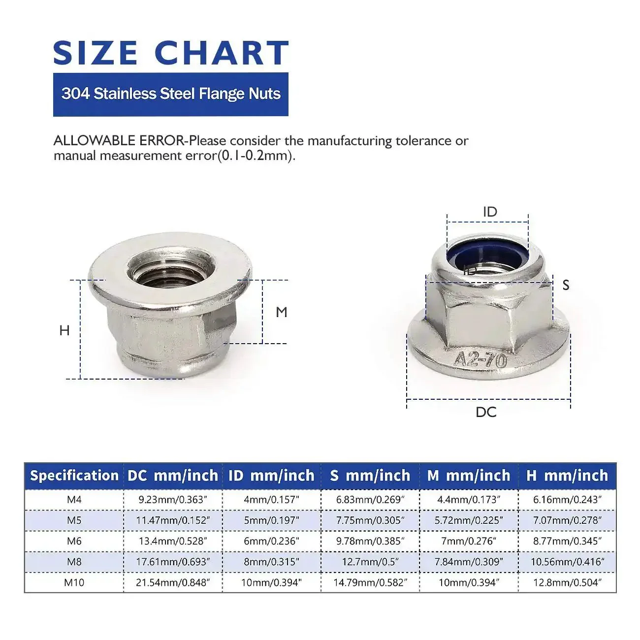 Beefy Flange Lock Nuts With Nylon Insert, 304 Stainless Steel DIN985, Bright Finish, M4 To M10 Assortment Kit, 74 Pieces For Furniture, Machinery And Industrial Fasteners - Image 8