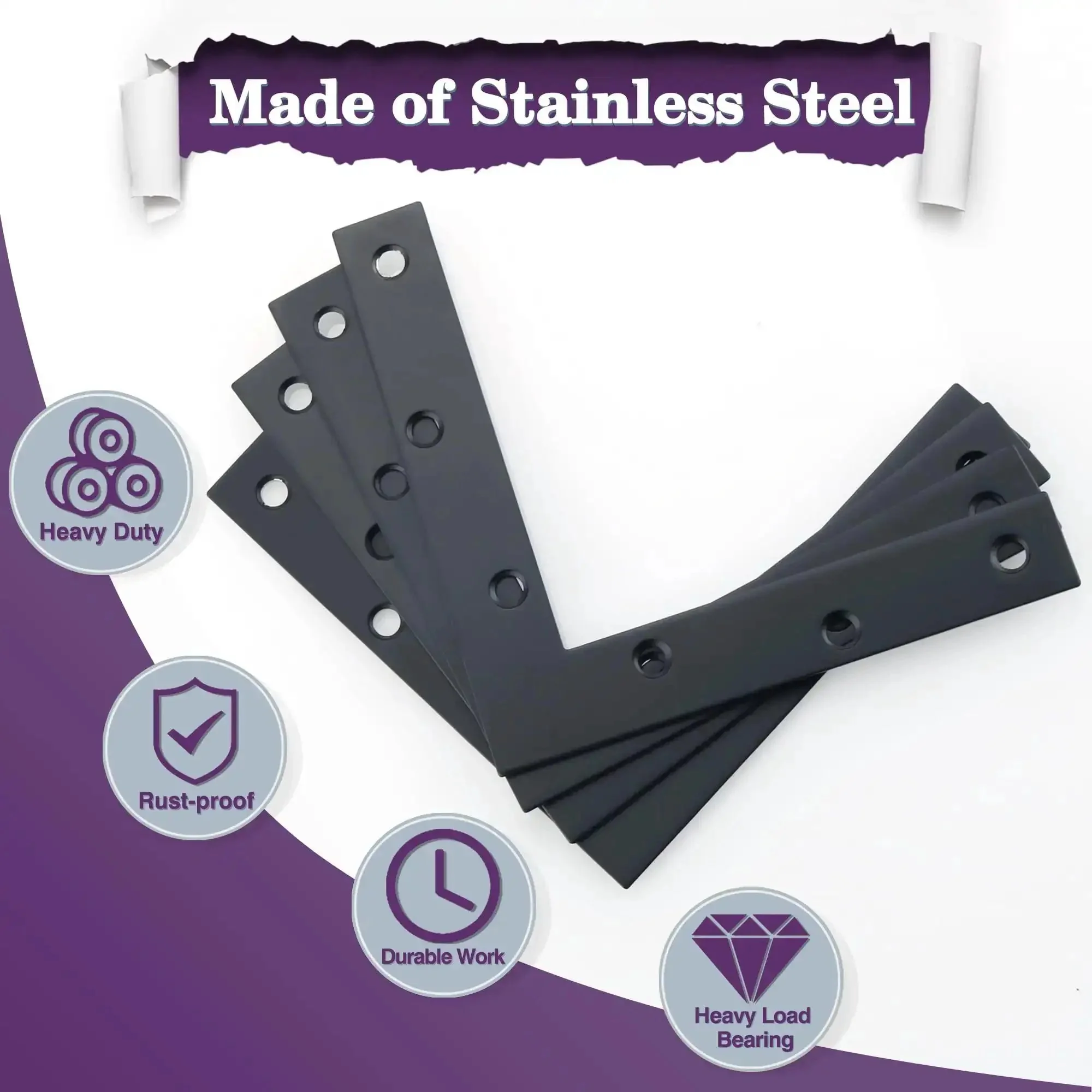 Beefy Flat L Brackets For Wood Furniture 6x6 Inch Stainless Steel Mending Plates Matte Black Finish Sturdy Corner Braces For Tables Chairs Sofas Beds Cabinets Doors Windows Pack Of 4 - Image 7