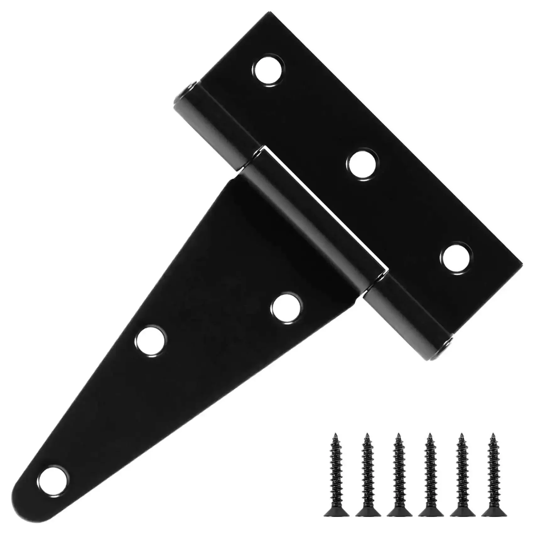 Beefy Four Pack 4 Inch T Strap Hinges Heavy Duty Outdoor Hinges For Wood Gates Barn Fence Shed Doors Black Finish With 270 Degree Rotation And Universal 2mm Thick 6 Hole Construction