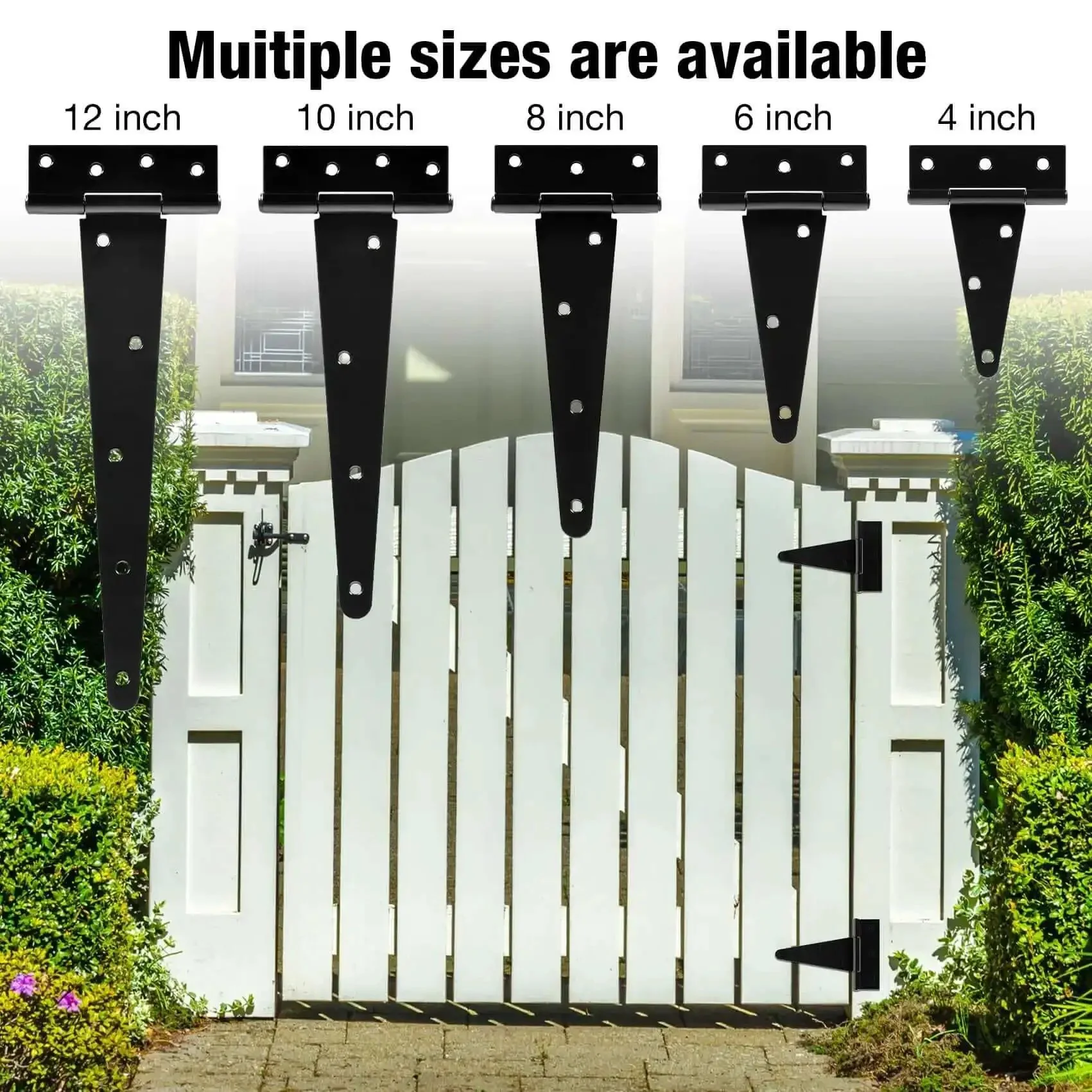 Beefy Four Pack 4 Inch T Strap Hinges Heavy Duty Outdoor Hinges For Wood Gates Barn Fence Shed Doors Black Finish With 270 Degree Rotation And Universal 2mm Thick 6 Hole Construction - Image 3