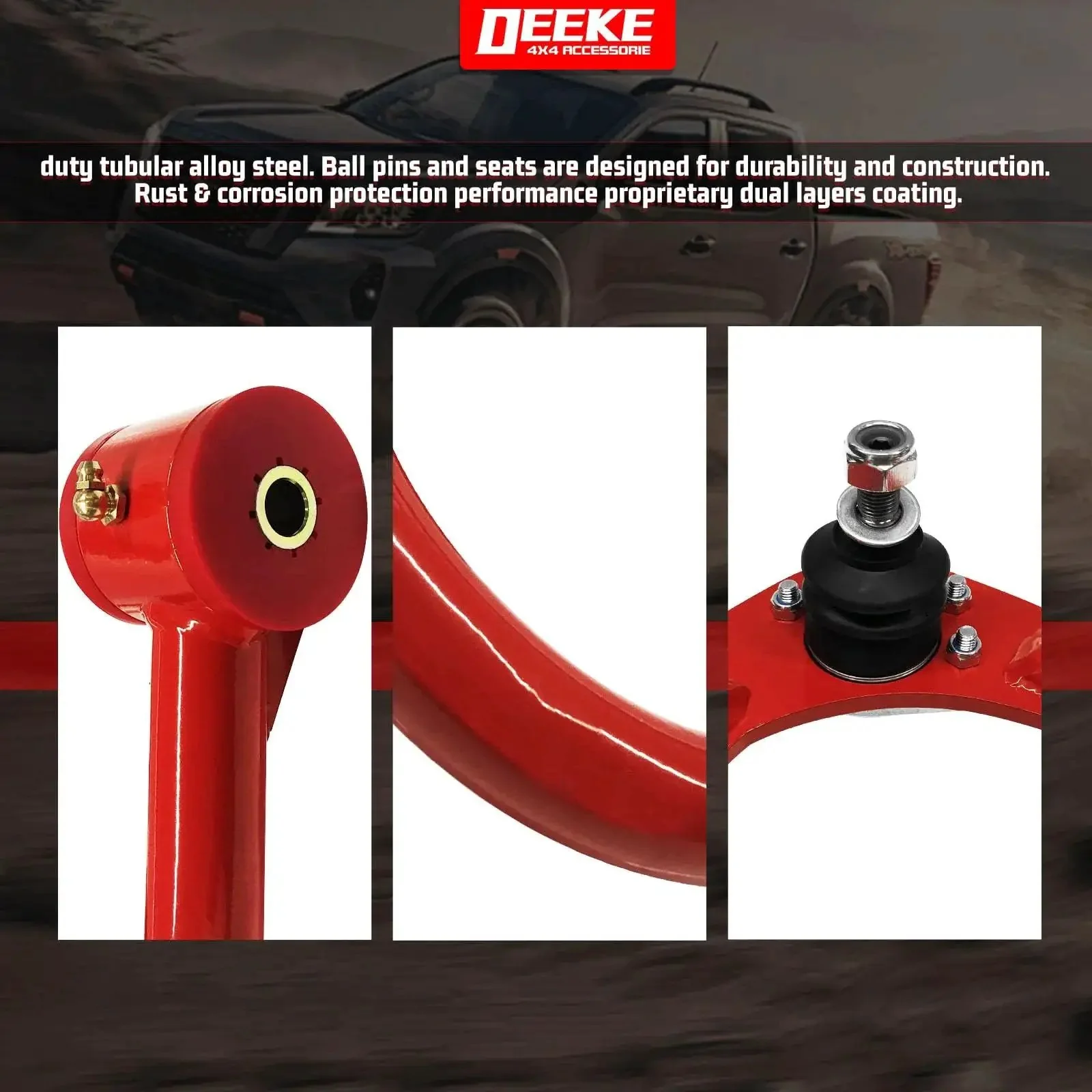 Beefy Front Upper Control Arms For 2005-2022 Toyota Tacoma With 1-4 Inch Lift Tubular Alloy Steel Replacement Arms That Bolt On Easy Durable Ball Pins And Seats Built To Last Off Road Ready Performance - Image 4