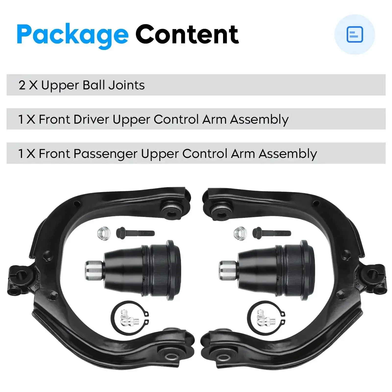 Beefy Front Upper Control Arms With Ball Joints Kit For 02-09 Chevy Trailblazer, GMC Envoy, Buick Rainier, Isuzu Ascender, Saab 9-7X And Bravada - Four Piece Suspension Upgrade With Front Driver And Passenger Arms - Image 3