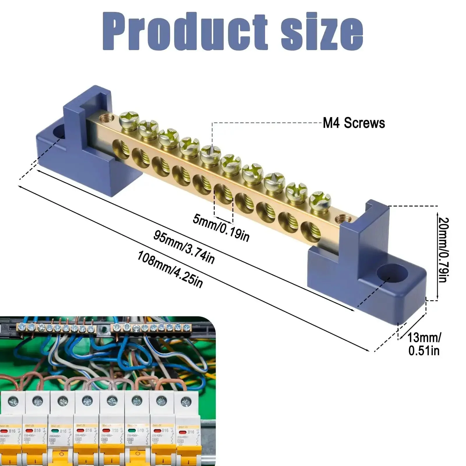Beefy Ground Bar Kit 10 Positions For Electrical Panels Brass Terminal Block With Blue Insulated Base Marine Grade And Automotive Ready Distribution Box 2 Pack Corrosion Resistant Conductive Bus Bar - Image 7