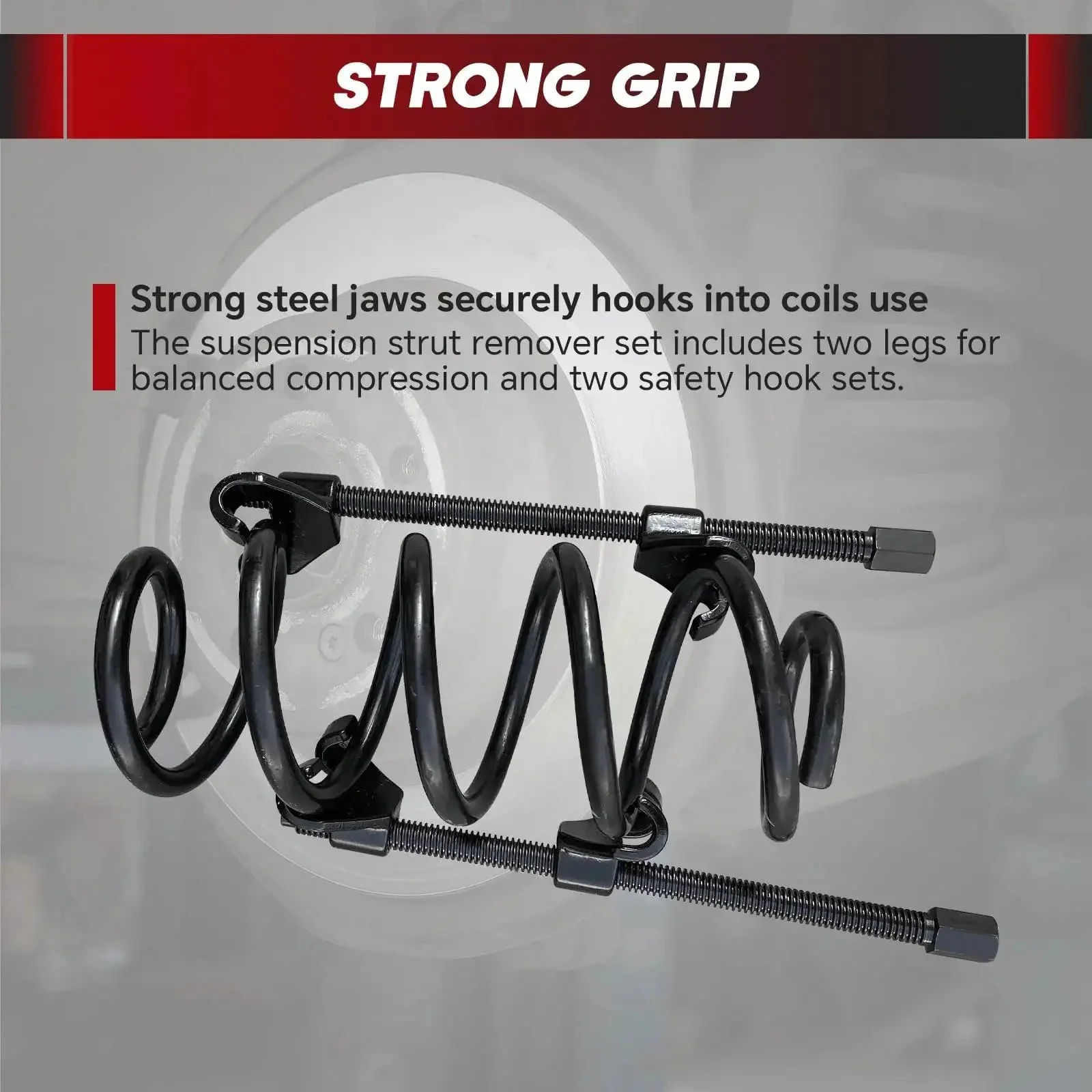 Beefy Heavy Duty 14 Inch Coil Spring Compressor Tool Kit For MacPherson Struts With 2 Steel Jaws, Suspension Remover And Installer, Durable Drop Forged Steel Construction, Rust Resistant Black Powder Coat - Image 3