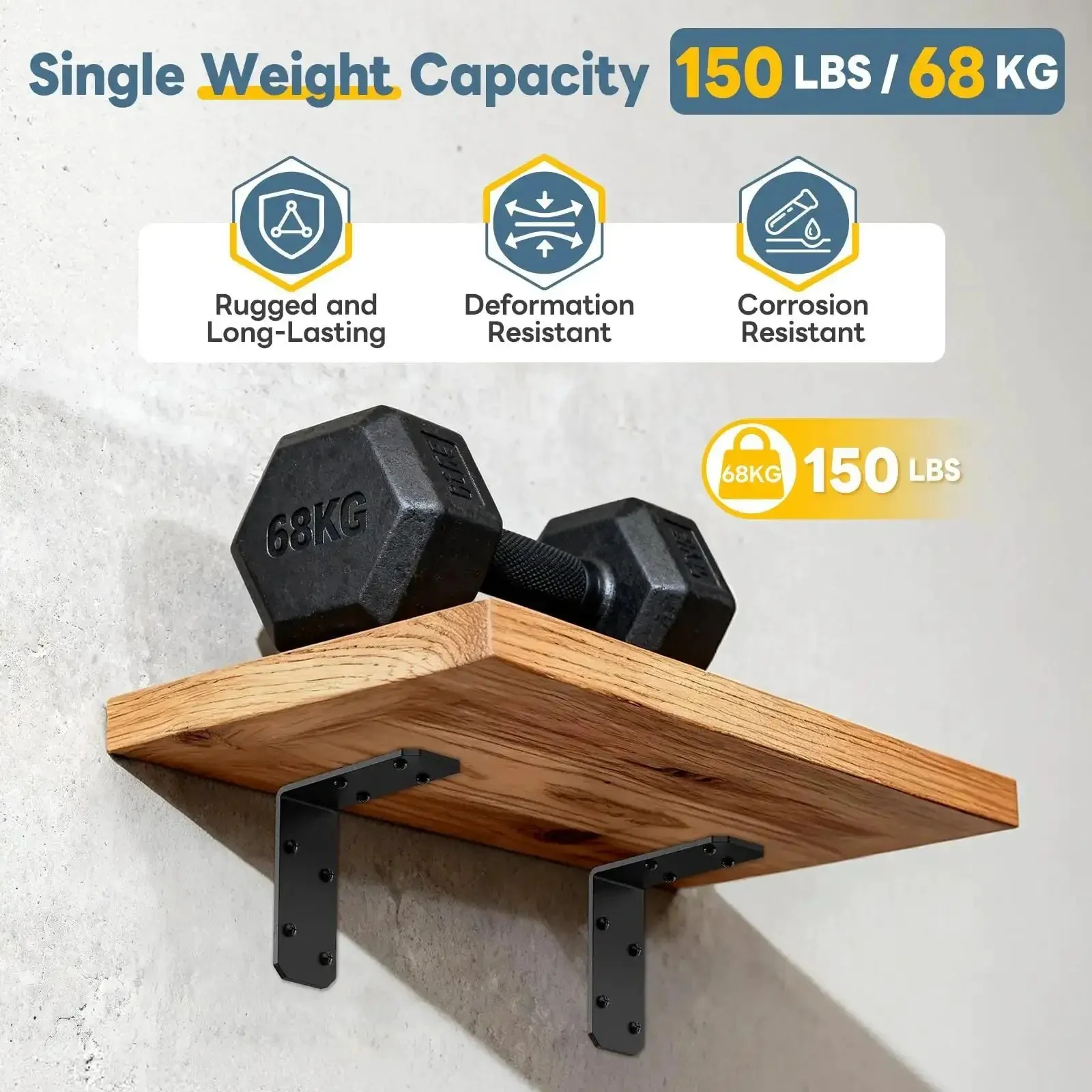 Beefy Heavy Duty 3x3x1.2 Inch L Bracket Set 90 Degree Corner Braces Galvanized Steel For Wood Posts Floating Shelves Cabinets Tables Garden Beds 150 Lb Support Each 4 Pack Black - Image 6