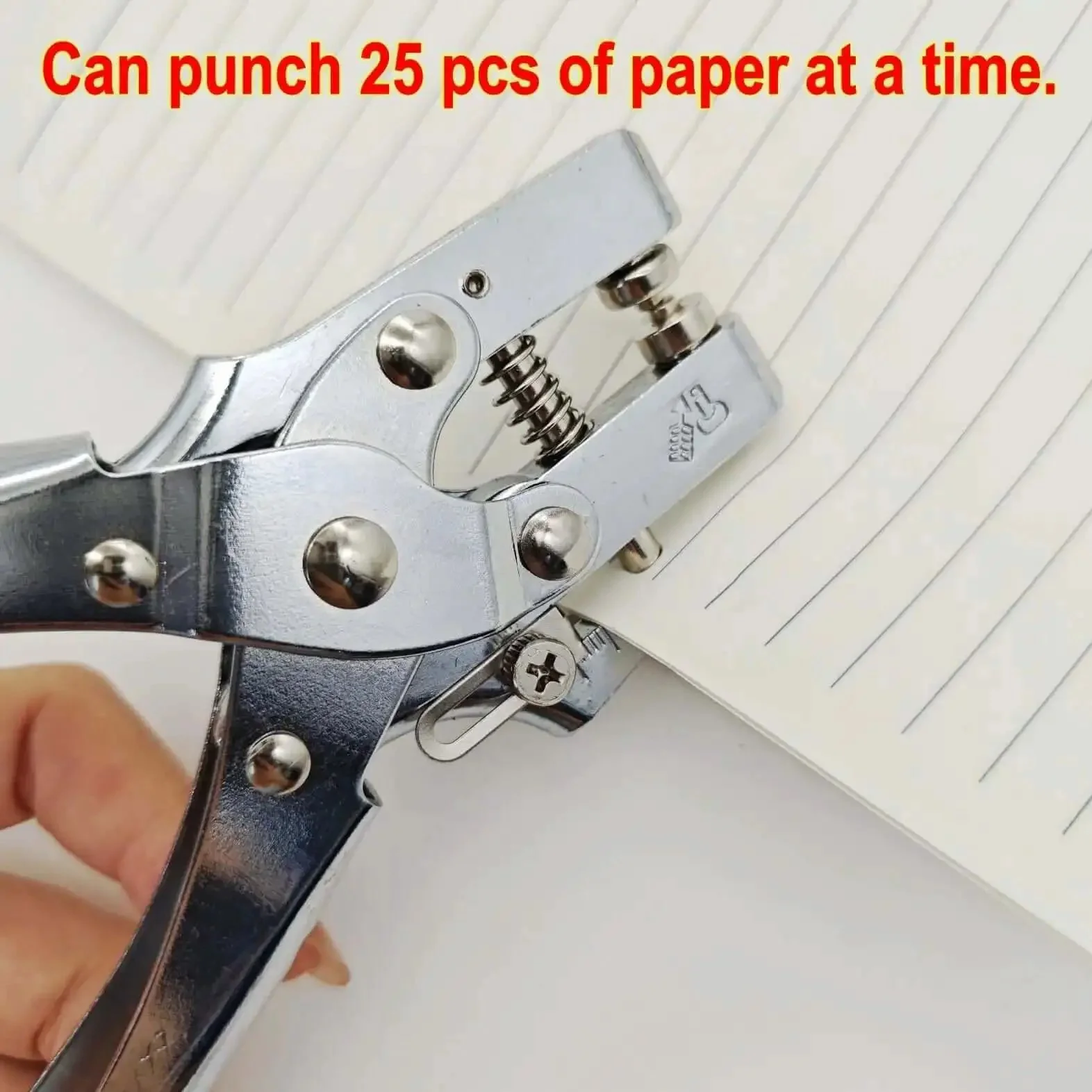 Beefy Heavy Duty 5mm Hole Punch And Eyelet Riveting Pliers Set With 200 Silver Rivets For Paper Cardboard Leather Belt Cloth Thin Plastic And Metal Studs Pro Grade Hole Punch Tool Kit - Image 3