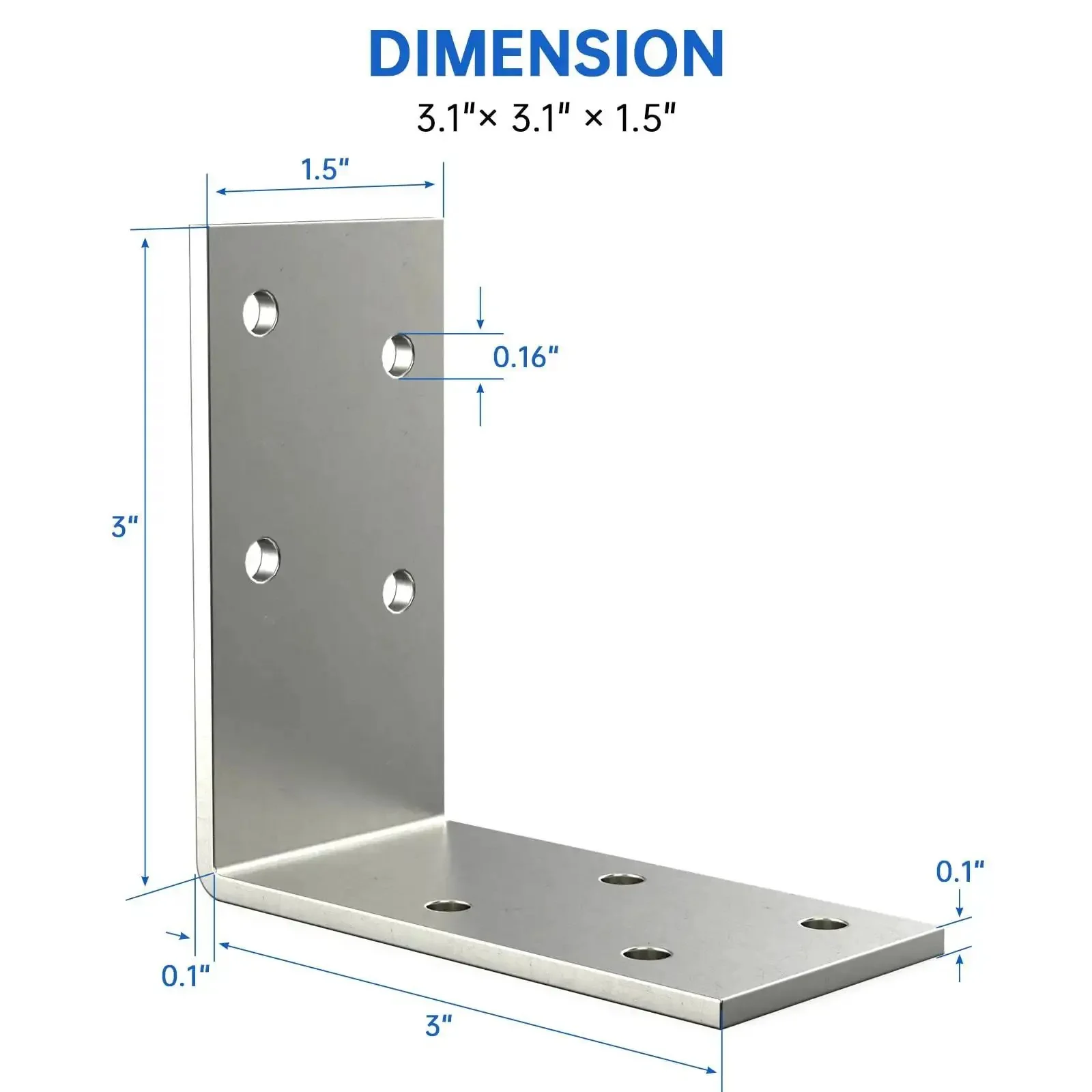 Beefy Heavy Duty 8 Pack L Brackets 3x3 Inch Galvanized Corner Braces For Wood Beams, Shelving, Framing, And Fencing, 90 Degree Angle Supports For Strong, Secure DIY Projects - Image 2