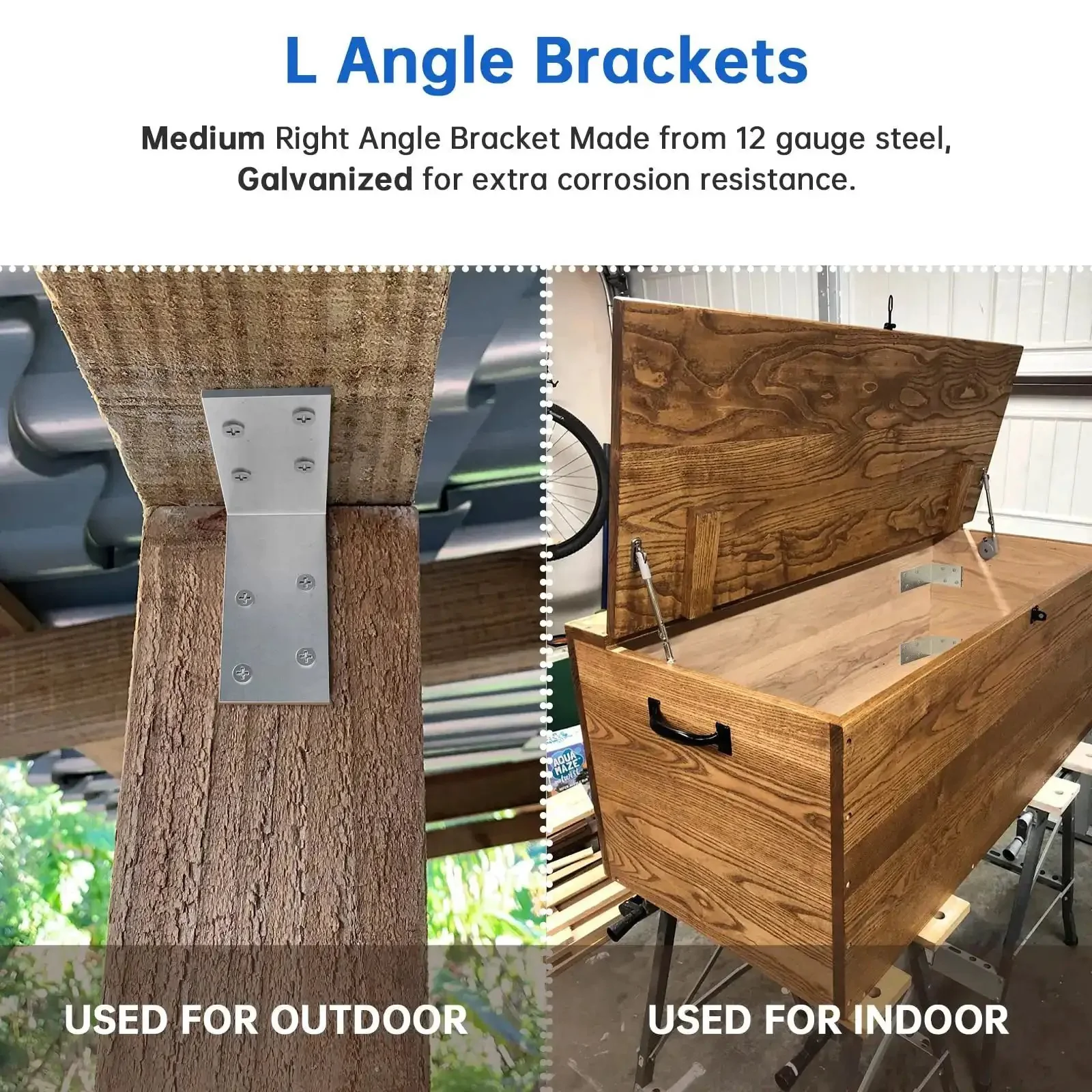 Beefy Heavy Duty 8 Pack L Brackets 3x3 Inch Galvanized Corner Braces For Wood Beams, Shelving, Framing, And Fencing, 90 Degree Angle Supports For Strong, Secure DIY Projects - Image 4