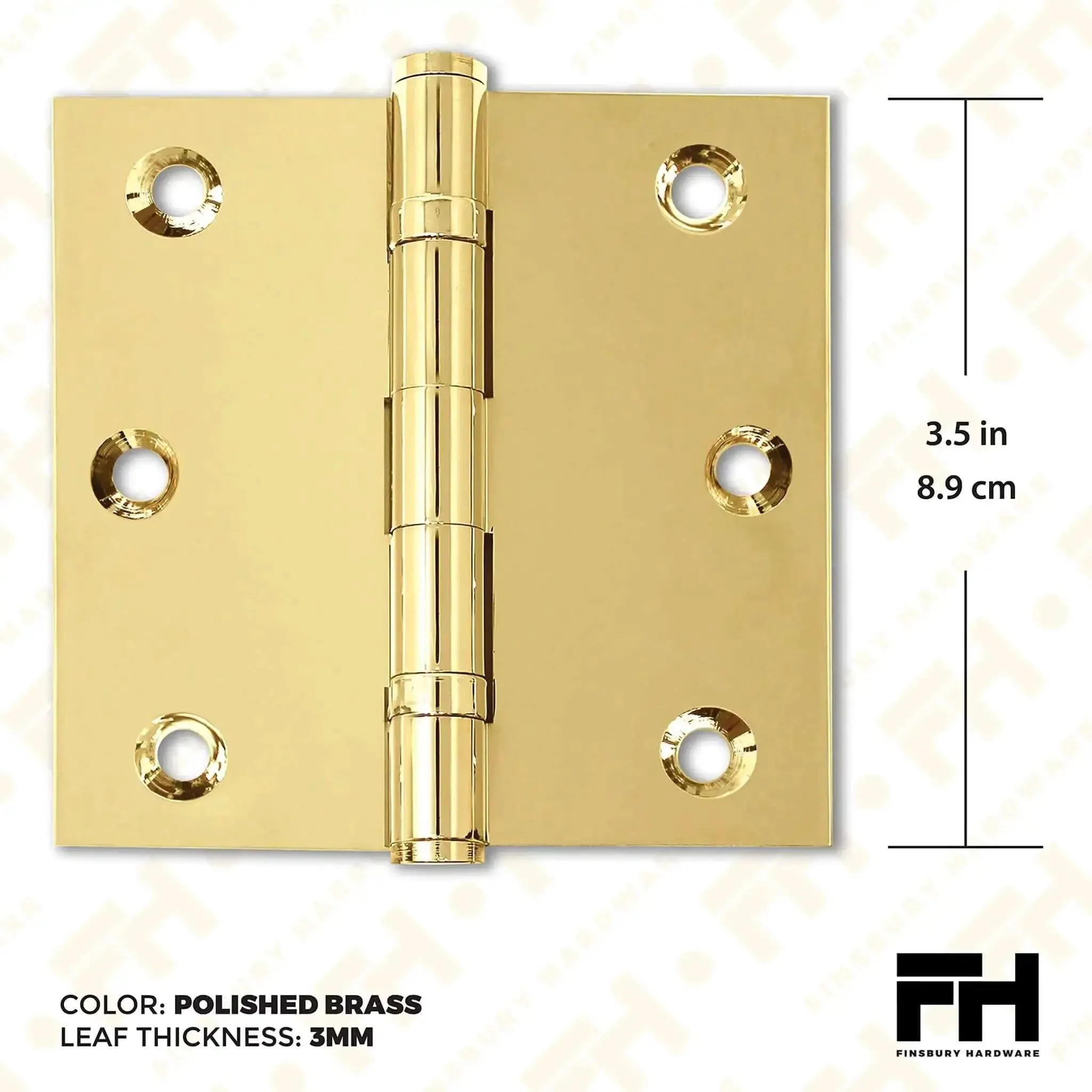 Beefy Heavy Duty Ball Bearing Solid Brass Door Hinges Set Of 24, 3.5 By 3.5 Inches, Non Lacquered Gold Finish With Decorative Tips, Tarnish Patina Developing For A Warm Vintage Look And Ultra Smooth Swing - Image 7