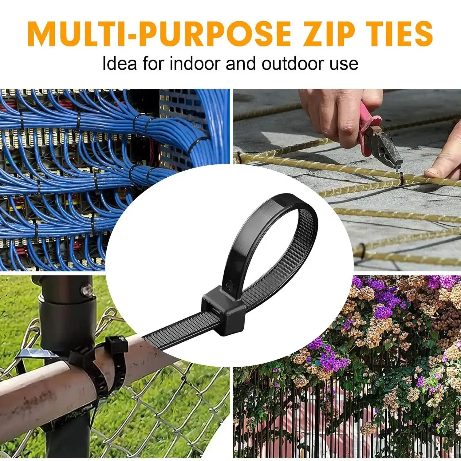 Beefy Heavy Duty Black Cable Zip Ties 12 Inch 1200 Pack Nylon 66 Tie Wraps With 50 Lb Tensile Strength UV Resistant Outdoor Indoor Weatherproof Industrial Strength Fastening Straps - Image 2