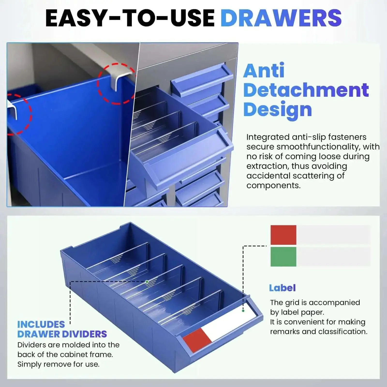 Beefy Heavy Duty Bolt Bin Organizer With 40 Drawers, ABS Plastic Parts Cabinet For Nuts, Bolts, Screws And Small Parts, Garage Workshop Storage Shelf, Durable Tool Organizer For Home Shop, Compact Yet Spacious - Image 5