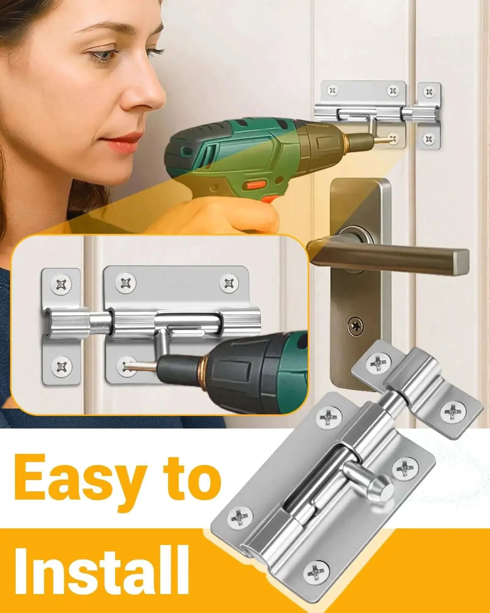 Beefy Heavy Duty Door Slide Latch Lock Kit With Twelve Screws Two Pack Keyless Entry Thickened Steel Sliding Gate Lock Easy Install For Extra Home Security And Smooth Quiet Operation - Image 5
