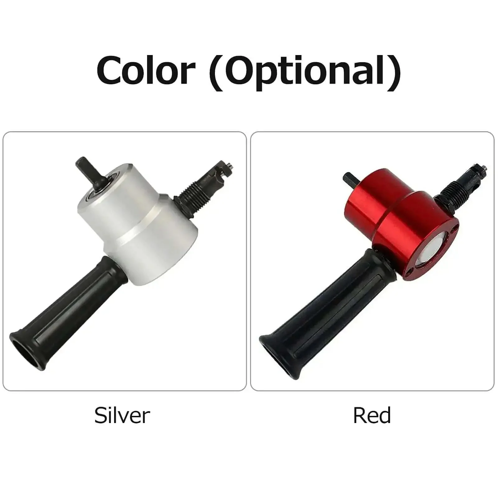 Beefy Heavy Duty Double Headed Metal Nibbler Cutter for Sheet Metal, 360 Degree Rotating Cutting Heads, Fits 8mm Drill, Minimum 12mm Radius, Cuts Iron, Stainless Steel, Aluminum, Copper, Plastic Plywood, Red or Silver Finish - Image 7