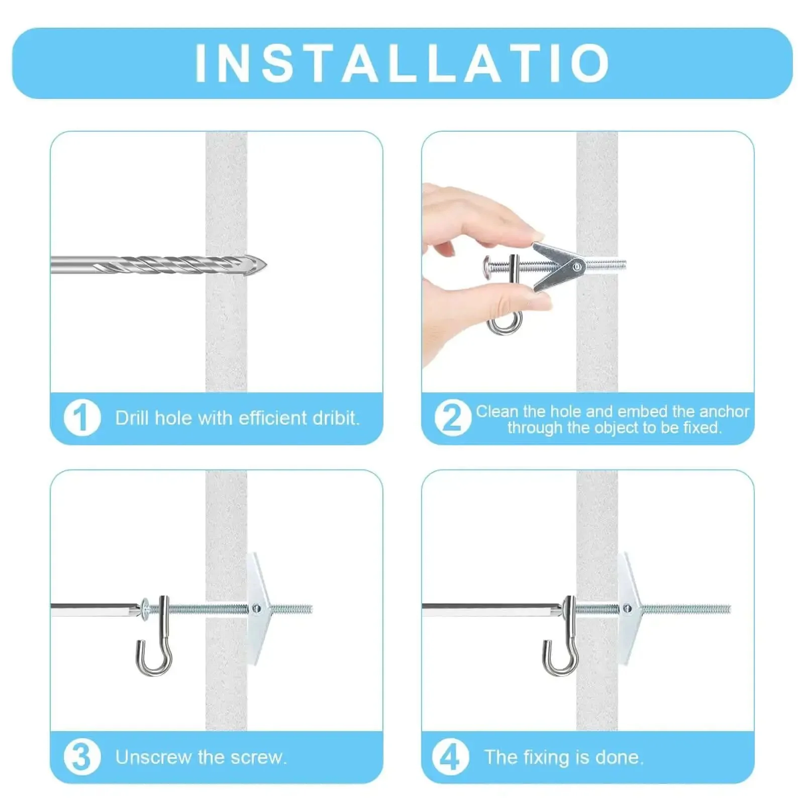 Beefy Heavy Duty Drywall Anchors Kit With One Eighth Inch Toggle Bolts, Two Hundred PCS, Fifty Sets, Metal Butterfly Anchors For Ceiling Sheetrock Hollow Walls Screws Included For Quick No Fuss Mounting - Image 5