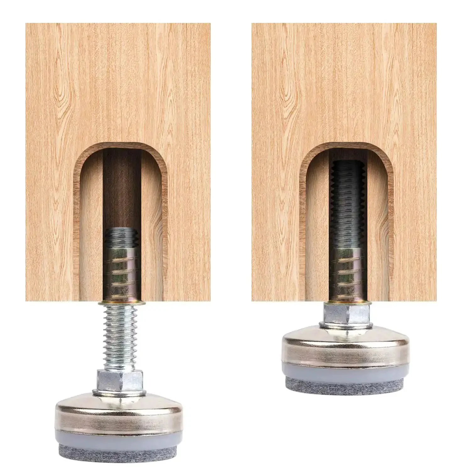 Beefy Heavy Duty Furniture Levelers Adjustable Leveling Feet For Tables Chairs Cabinets And Sofas Raises And Stabilizes Across Surfaces Up To 1320 Lbs Includes T Nut Kit 3 8 16 Thread Large Base With Four Felt Pads 4 Pack - Image 3