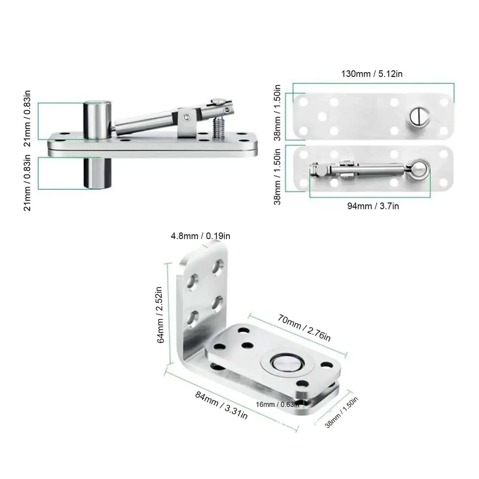 Beefy Heavy Duty Hidden Door Hardware For Wood Secret Door Bookcase With 600 Pound Load And 180 Degree Rotation Stainless Steel Invisibles Pivot Hinge System For Concealed Bookcase Silver - Image 5