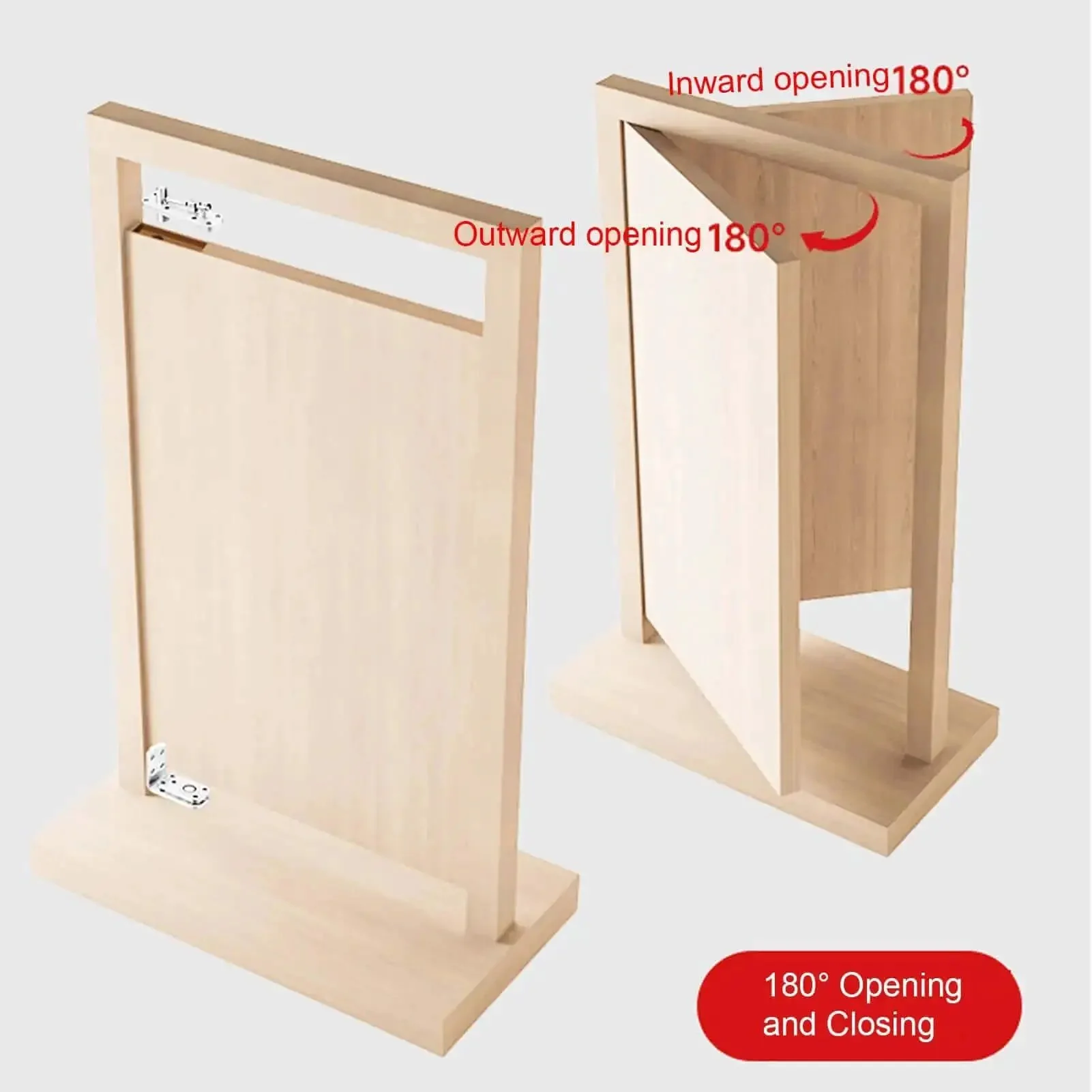 Beefy Heavy Duty Hidden Door Hardware For Wood Secret Door Bookcase With 600 Pound Load And 180 Degree Rotation Stainless Steel Invisibles Pivot Hinge System For Concealed Bookcase Silver - Image 7