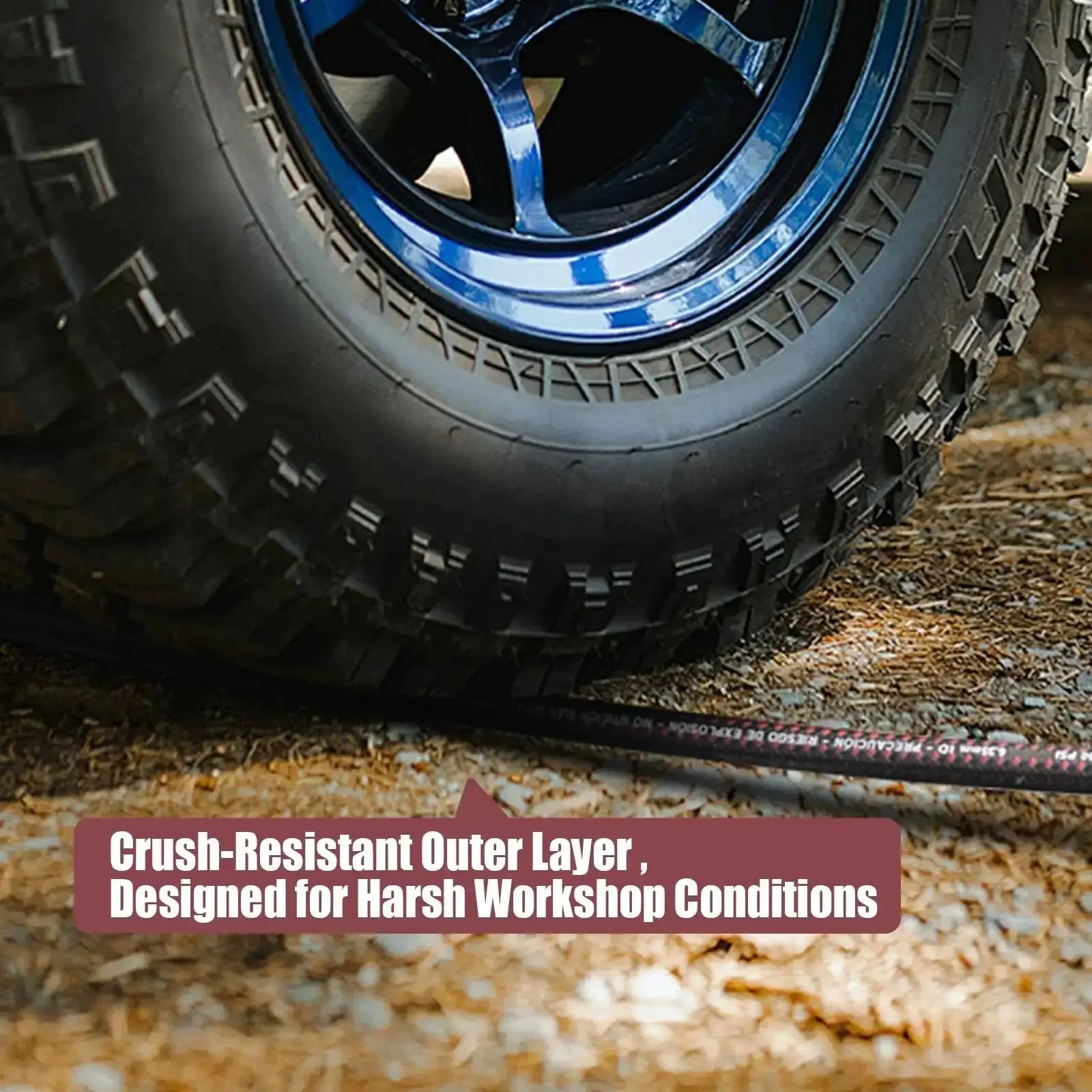 Beefy Heavy Duty Hybrid Air Hose For Industrial Compressors One Quarter Inch By Twenty Five Foot 600 PSI With In Line Ball Swivel And 360 Degree Fittings Kink Resistant All Weather Braided Pneumatic Hose - Image 5