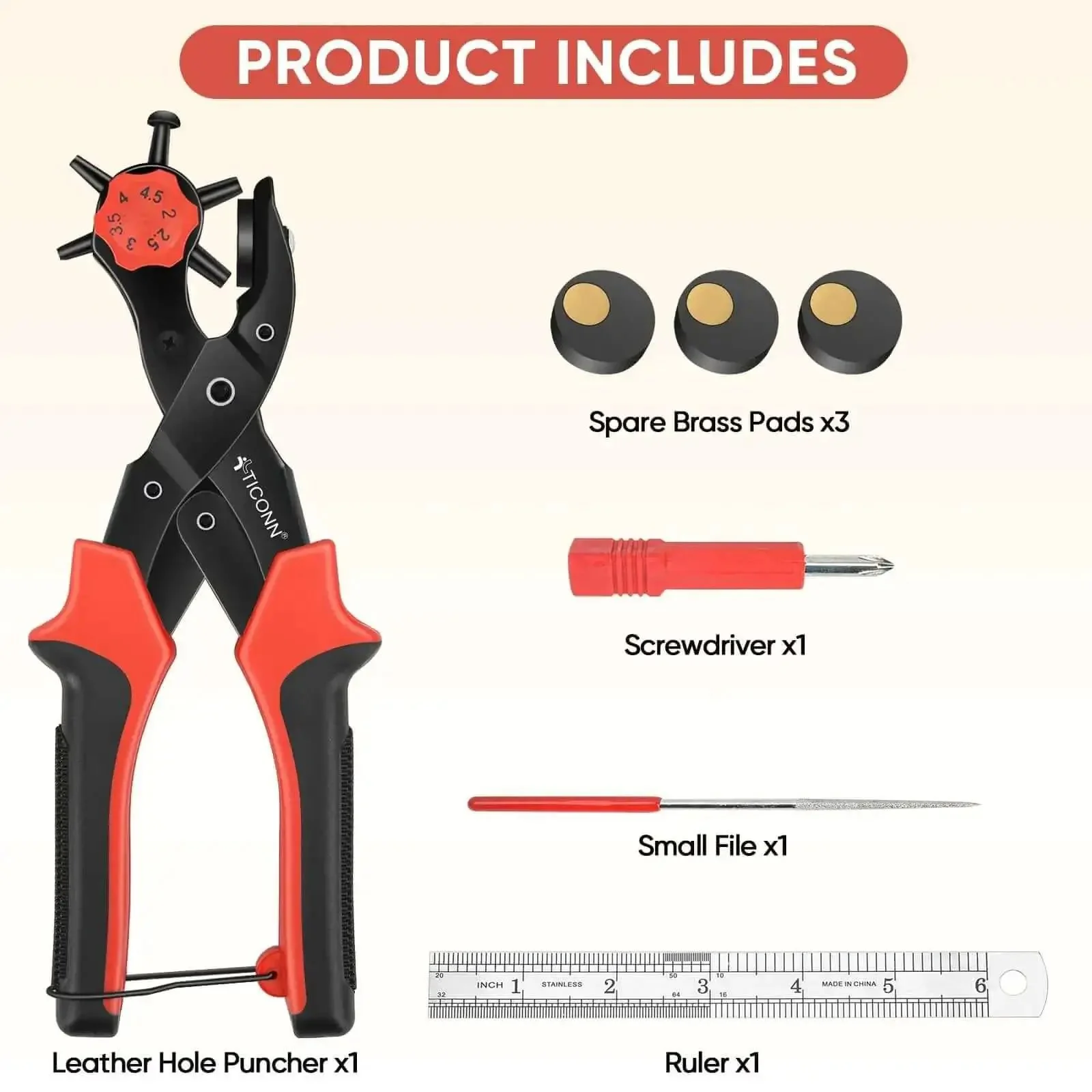 Beefy Heavy Duty Leather Hole Punch Tool Set With Multi Size Punches For Belts Watch Bands Plastic And Fabric Ergonomic Steel Construction For Clean Burr Free Holes - Image 5