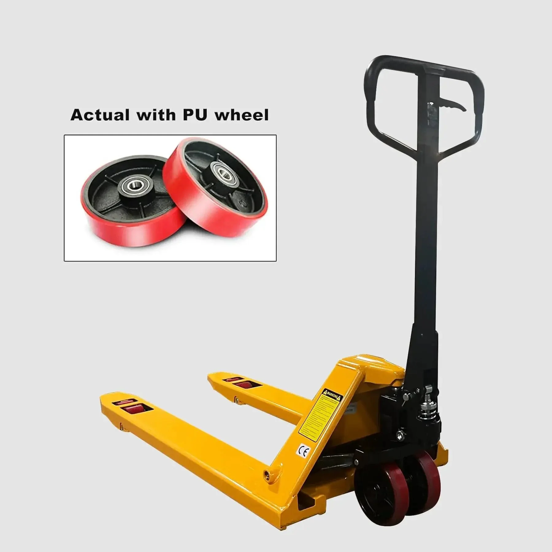Beefy Heavy Duty Manual Pallet Jack With 7700 Lb Capacity And 48 Inch Long By 27 Inch Wide Forks Ergonomic Handle 7.1 Inch Polyurethane Steering Wheels 2.9 Inch Fork Wheels 3 Position Raise Lower Neutral Leak Proof Hydraulic System Gloves Included - Image 5