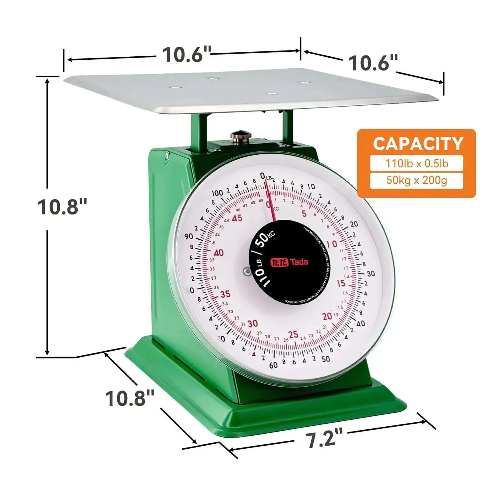 Beefy Heavy Duty Mechanical Kitchen Scale With Stainless Steel Platform And 110-Lbs Capacity Portion Control Dial Scale For Precise Food Measurement Rust-Resistant Metal Body Industrial Grade Durability For Home Or Commercial Kitchens - Image 2