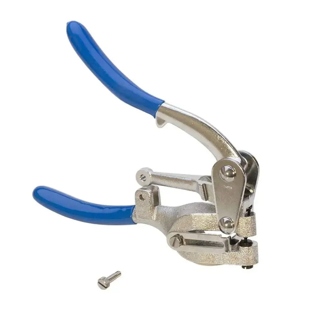 Beefy Heavy Duty Metal Punch Plier With Compound Action And Hardened Dies, Punch Sizes 3 32nd Inch, 1 8th Inch, 5 32nd Inch, 3 16th Inch, 7 32nd Inch, 1 4th Inch, 9 32nd Inch, Handles Up To 16 Gauge, Carrying Case Included