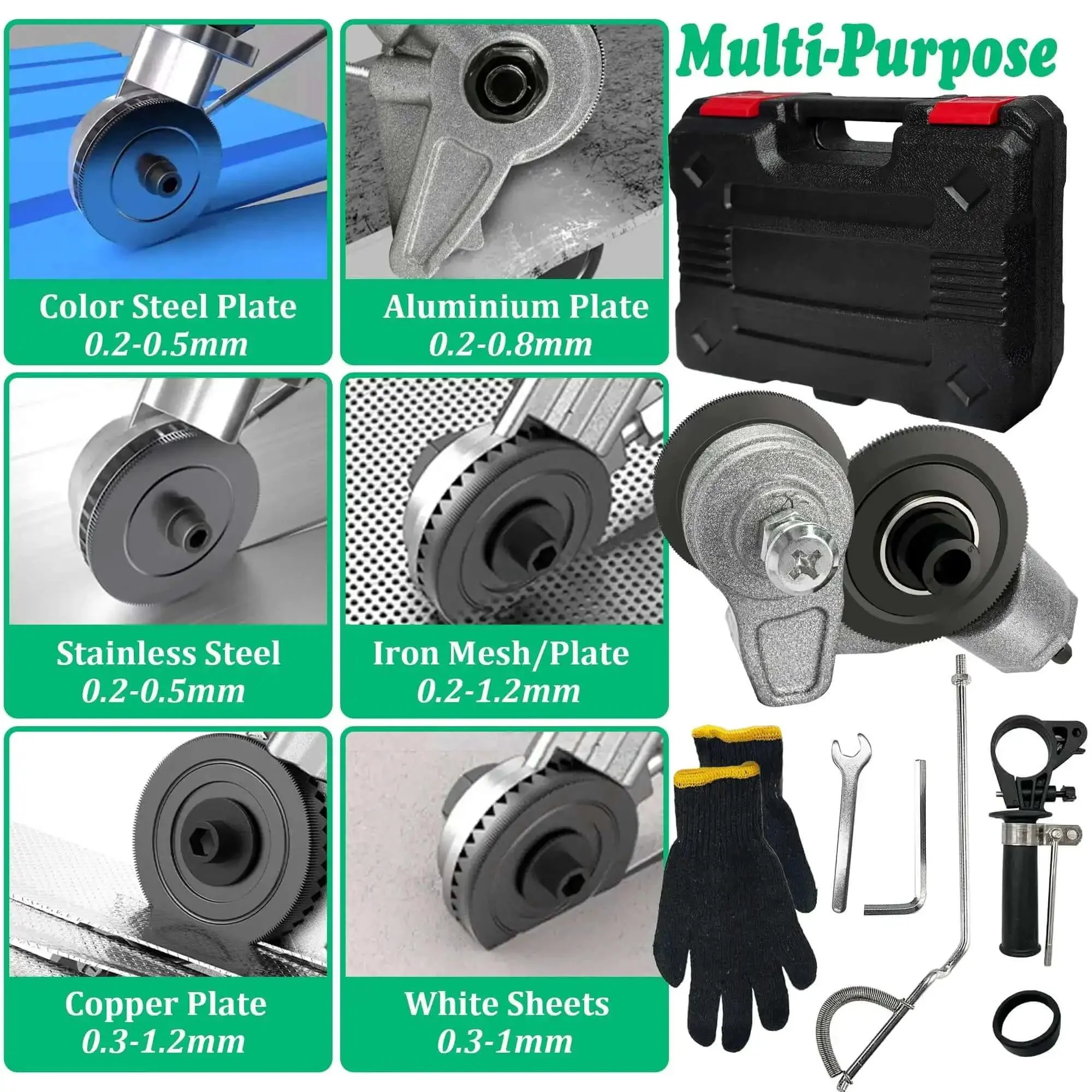 Beefy Heavy Duty Metal Sheet Cutter Drill Attachment With Serrated Wheel For Precise Iron And Aluminum Cutting, Electric Drill Shears Nibbler Tool With Adapter, Black - Image 6