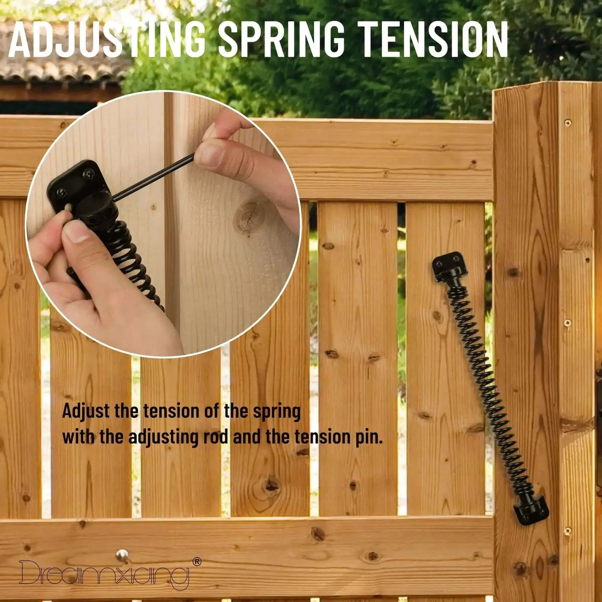 Beefy Heavy Duty Self Closing Gate Spring For Outdoor Gates Adjustable Tension Gate Closer For Wooden And Vinyl Fences Weatherproof Carbon Steel With Black Finish Easy Install Gate Latch Kit - Image 5