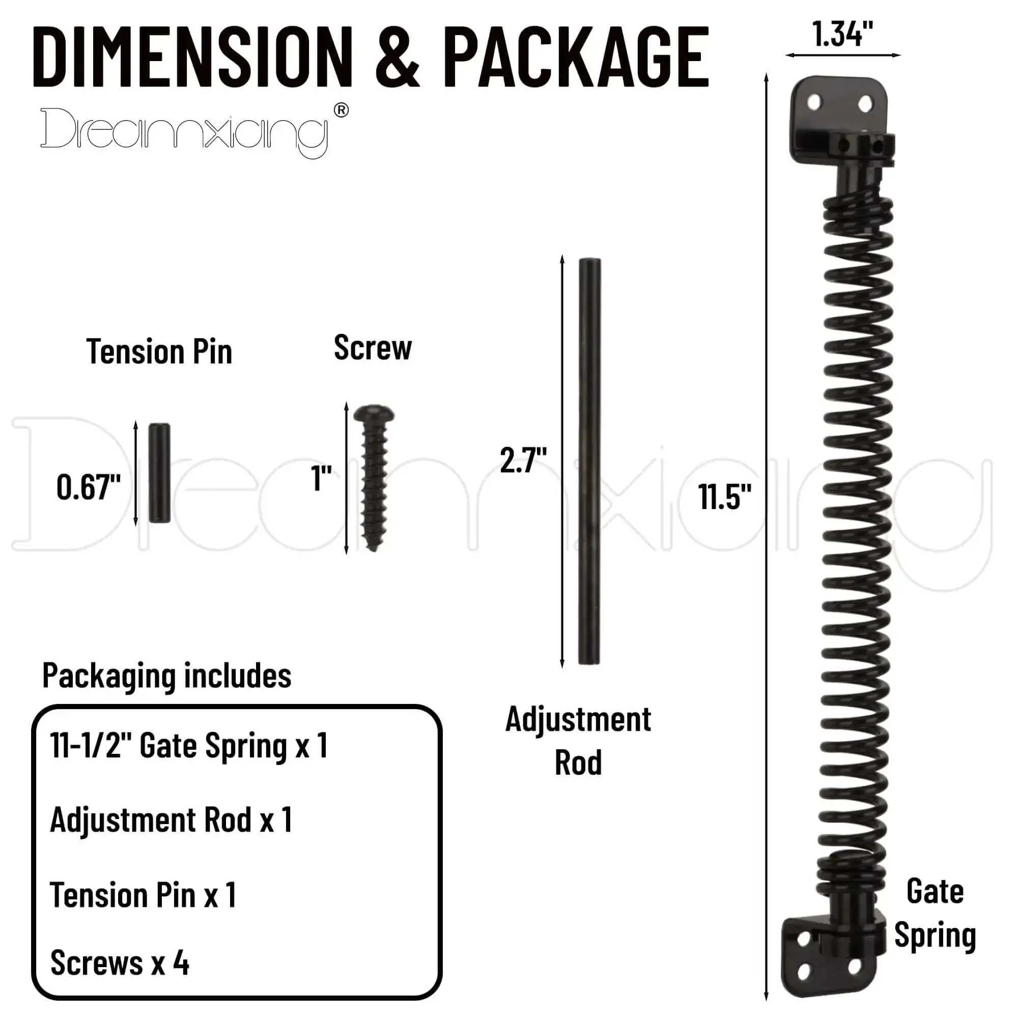 Beefy Heavy Duty Self Closing Gate Spring For Outdoor Gates Adjustable Tension Gate Closer For Wooden And Vinyl Fences Weatherproof Carbon Steel With Black Finish Easy Install Gate Latch Kit - Image 7