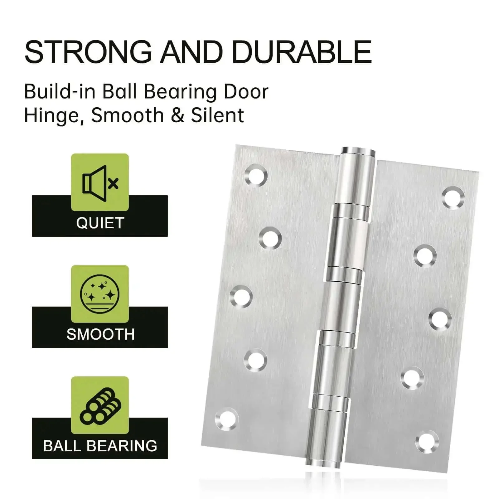 Beefy Heavy Duty Stainless Steel Ball Bearing Door Hinges 5 By 4 Inch 6 Pack For Interior And Exterior Doors Includes Stainless Steel Screws Built For Heavy Doors Up To 200 Pounds Silver - Image 5