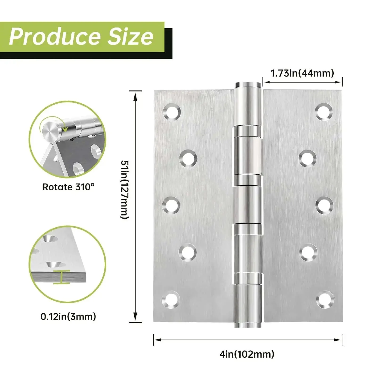 Beefy Heavy Duty Stainless Steel Ball Bearing Door Hinges 5 By 4 Inch 6 Pack For Interior And Exterior Doors Includes Stainless Steel Screws Built For Heavy Doors Up To 200 Pounds Silver - Image 7