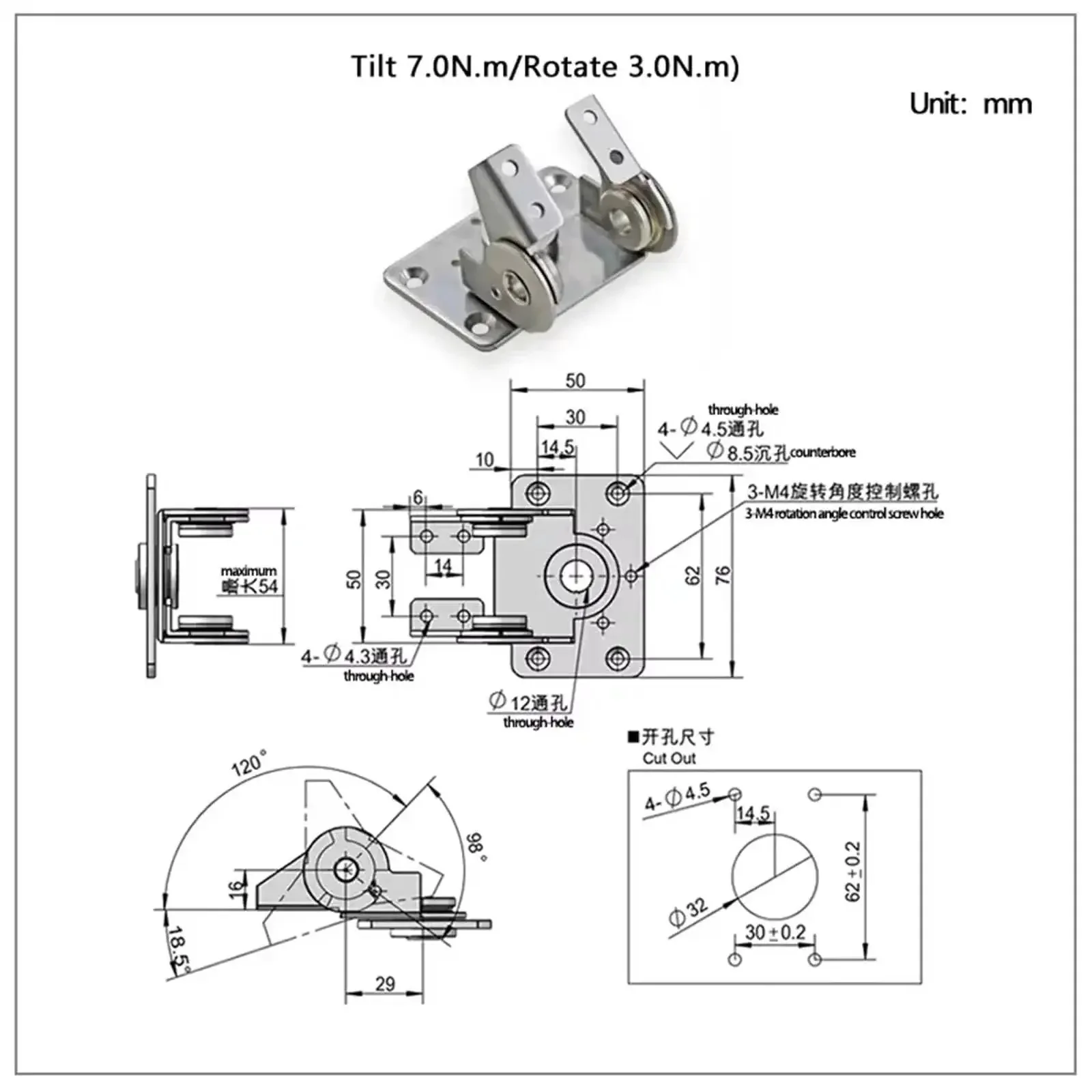 Beefy Heavy Duty Stainless Steel Damping Bilateral Torque Hinges For Gates Quiet Self Closing Adjustable Torsion One Pack Corrosion Resistant Outdoor Hardware Smooth Movement Low Friction Reliable Gate Hardware - Image 5