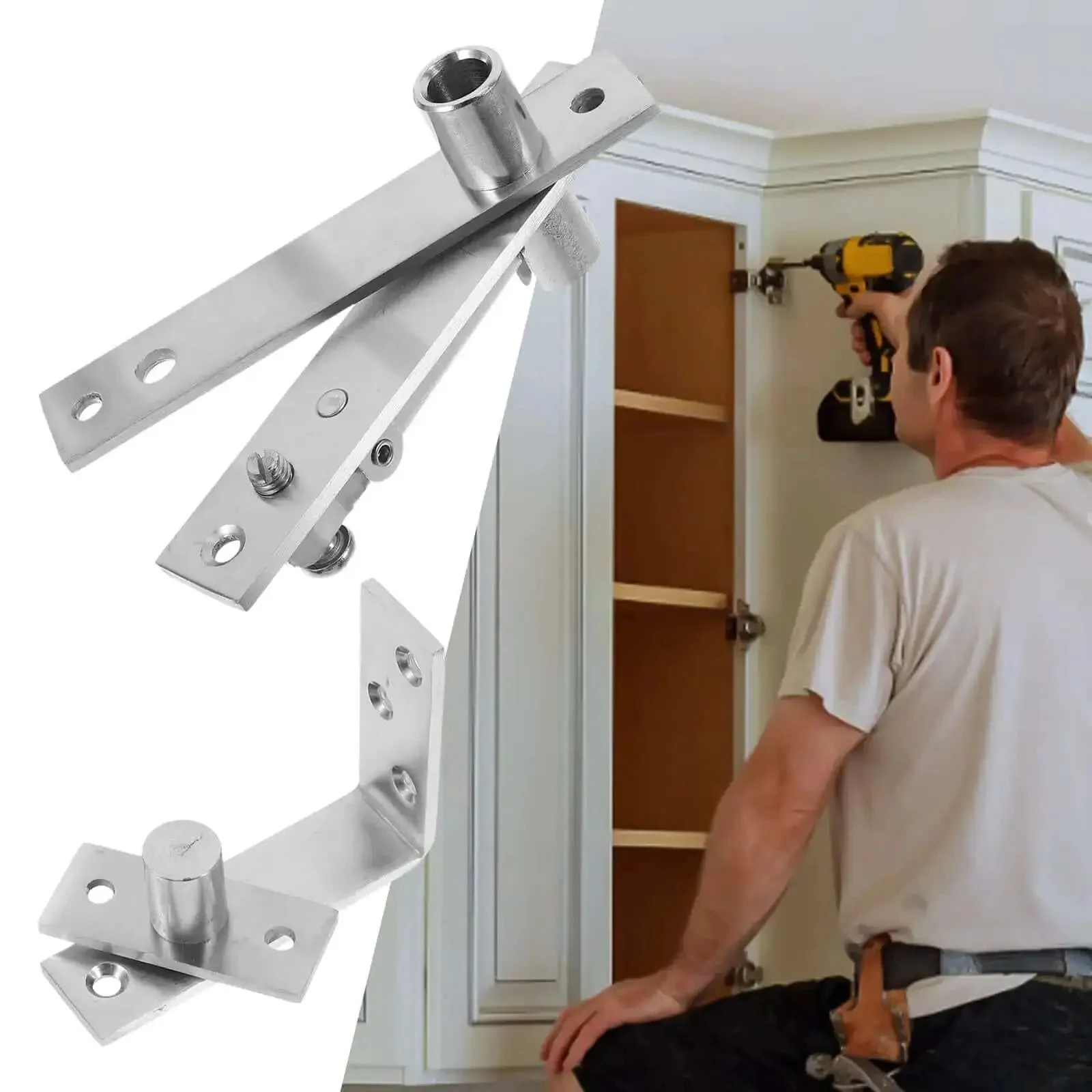 Beefy Heavy Duty Stainless Steel Pivot Hinges Hidden Invisible Door Hardware For Cabinets And Bookshelves Sturdy Swinging Pivot Hinges For Home And Office Use Built To Last Weather Resistant And Corrosion Proof - Image 4