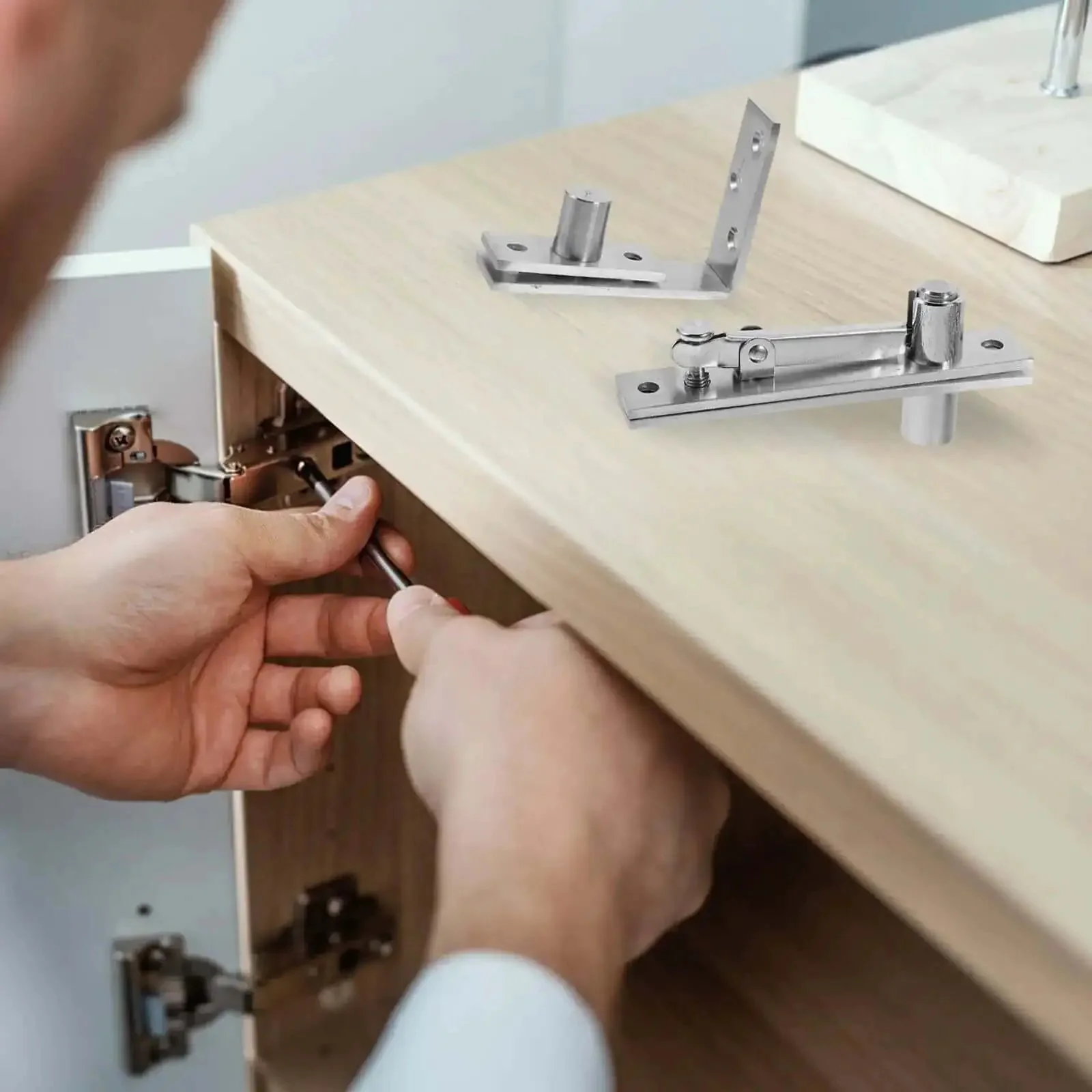 Beefy Heavy Duty Stainless Steel Pivot Hinges Hidden Invisible Door Hardware For Cabinets And Bookshelves Sturdy Swinging Pivot Hinges For Home And Office Use Built To Last Weather Resistant And Corrosion Proof - Image 7