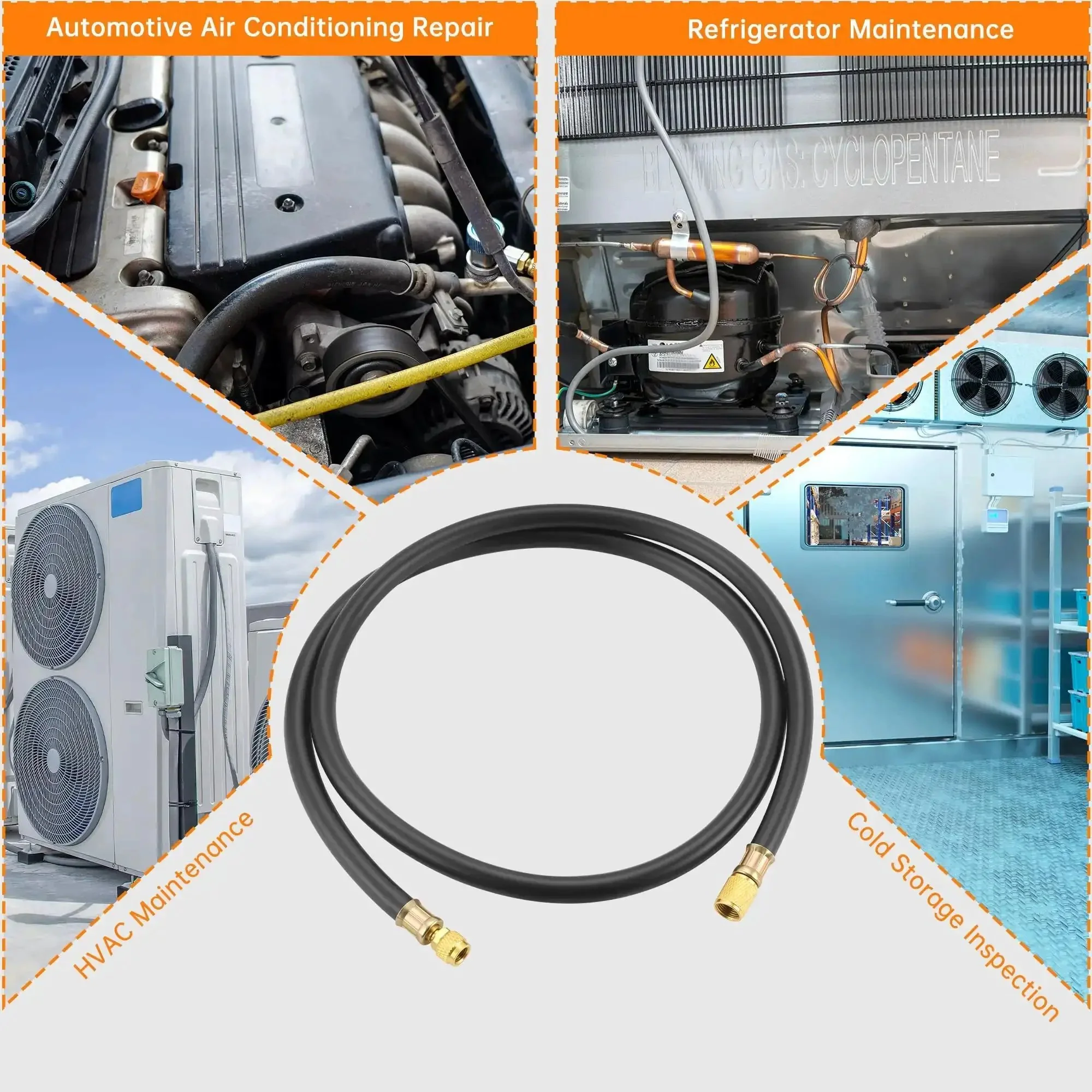 Beefy Heavy Duty Vacuum Hose Three Eighths Inch Six Foot For HVAC Quick Evacuation Black High Pressure 800 PSI Working Pressure 4000 PSI Burst Strength Durable And Flexible - Image 2