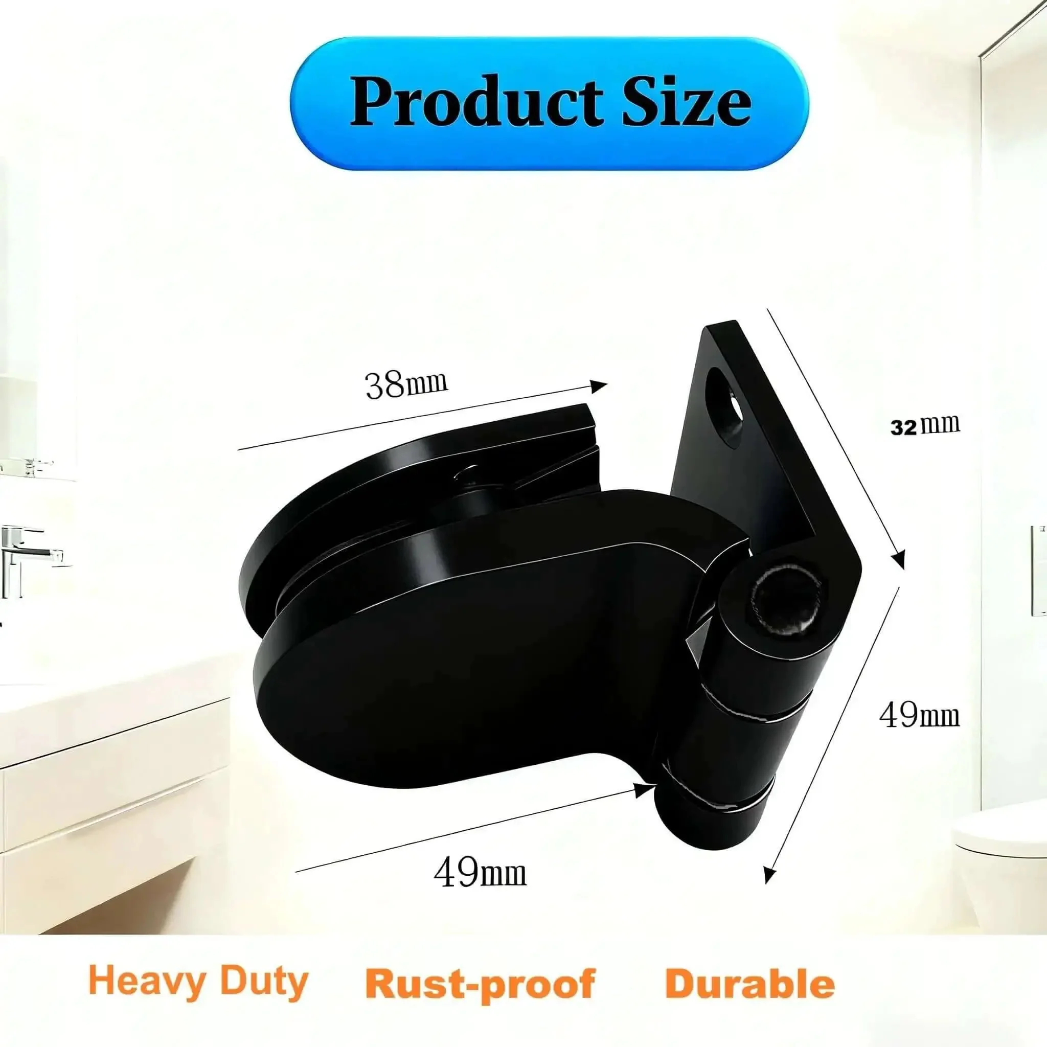 Beefy Heavy Duty Zinc Alloy Stainless Steel Glass Door Hinge For 4 To 7 mm Glass Fits Wine Cabinets And Sauna Rooms Easy Install Two Pack Pearl Black Finish - Image 4