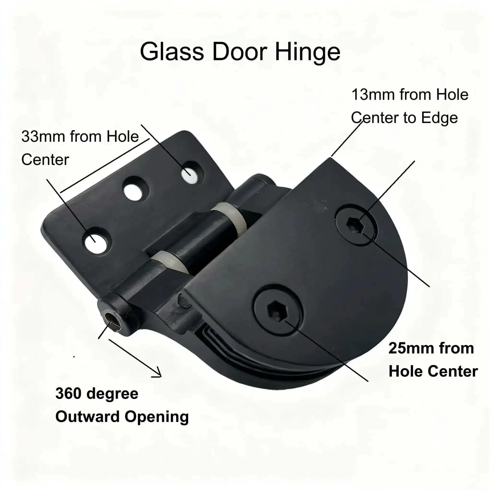 Beefy Heavy Duty Zinc Alloy Stainless Steel Glass Door Hinge For 4 To 7 mm Glass Fits Wine Cabinets And Sauna Rooms Easy Install Two Pack Pearl Black Finish - Image 5