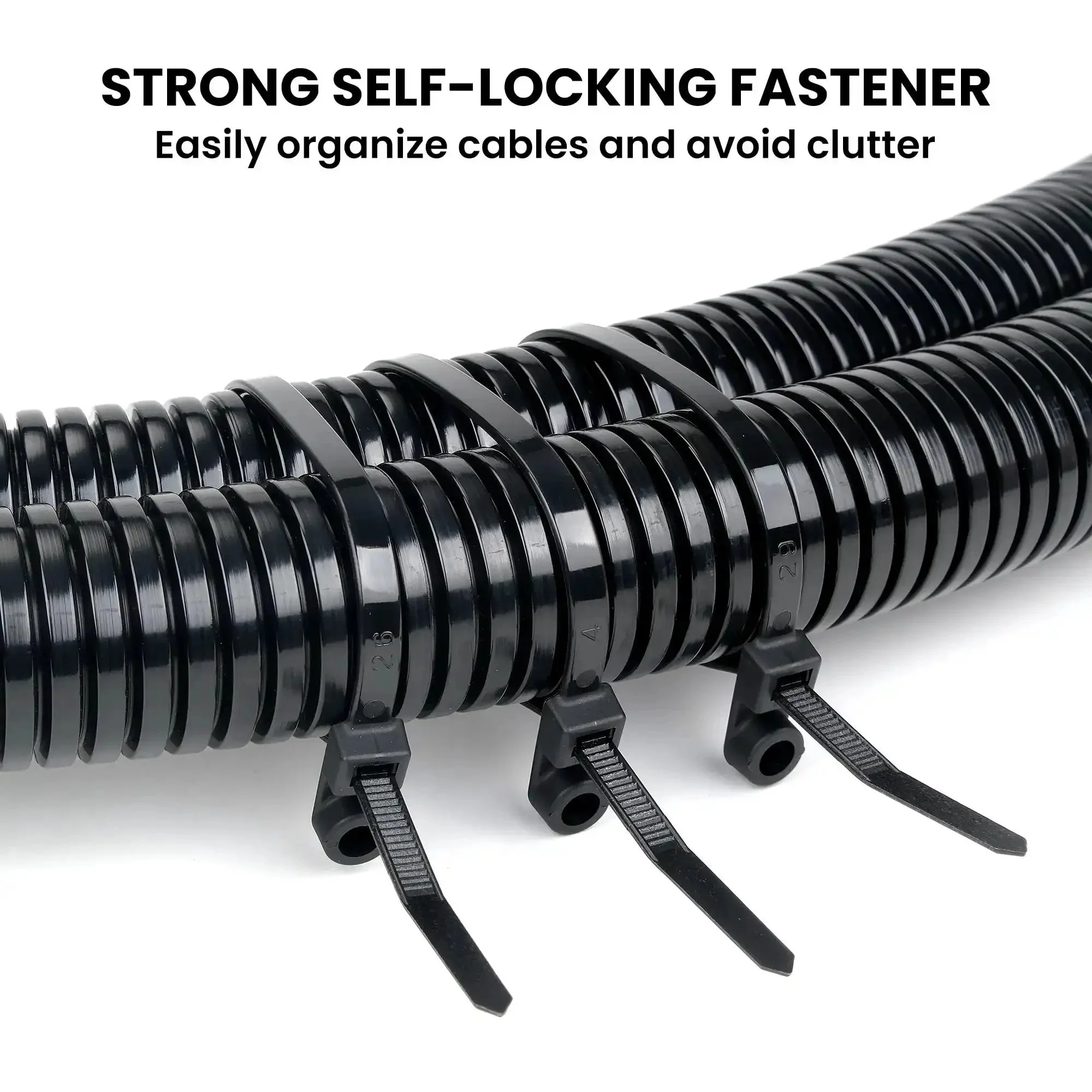 Beefy Heavy Duty Zip Ties With Screw Hole For Mounting 75 Lb Tensile Strength Seven And A Half Inch Indoor Outdoor Nylon Cable Ties 50 Pack Black Universal Cable Tie Buckles - Image 4