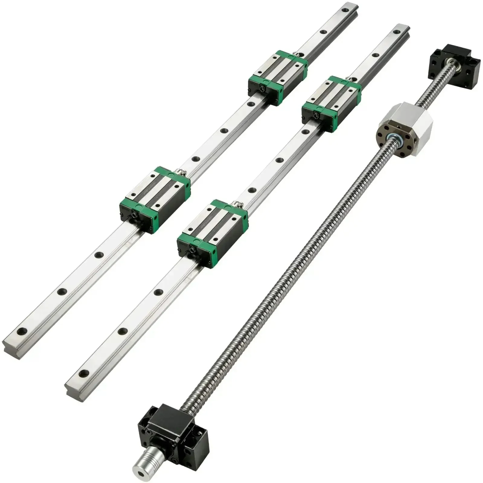 Beefy HGR20 1500mm Linear Guide Rail Kit With 2 Rails 4 Blocks RM1605 1500mm Ballscrew Ball Nut BF12 BK12 Nut And 6.35 By 10mm Plum Coupling For DIY CNC Routers Lathes Mills