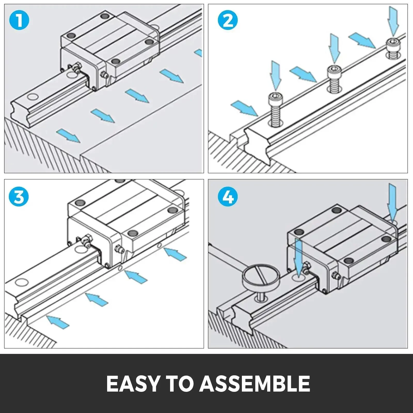 Beefy HGR20 1500mm Linear Guide Rail Kit With 2 Rails 4 Blocks RM1605 1500mm Ballscrew Ball Nut BF12 BK12 Nut And 6.35 By 10mm Plum Coupling For DIY CNC Routers Lathes Mills - Image 5