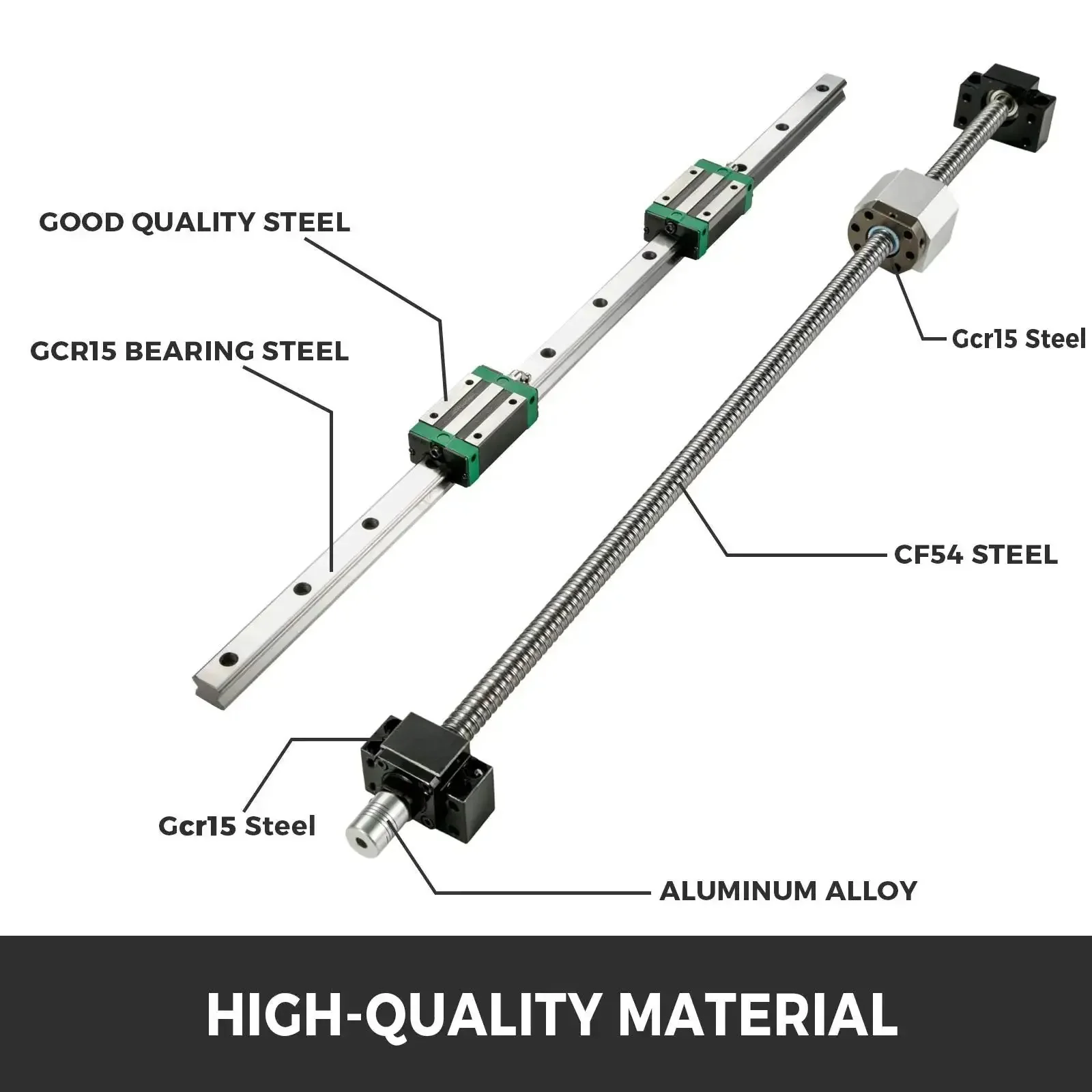 Beefy HGR20 1500mm Linear Guide Rail Kit With 2 Rails 4 Blocks RM1605 1500mm Ballscrew Ball Nut BF12 BK12 Nut And 6.35 By 10mm Plum Coupling For DIY CNC Routers Lathes Mills - Image 8