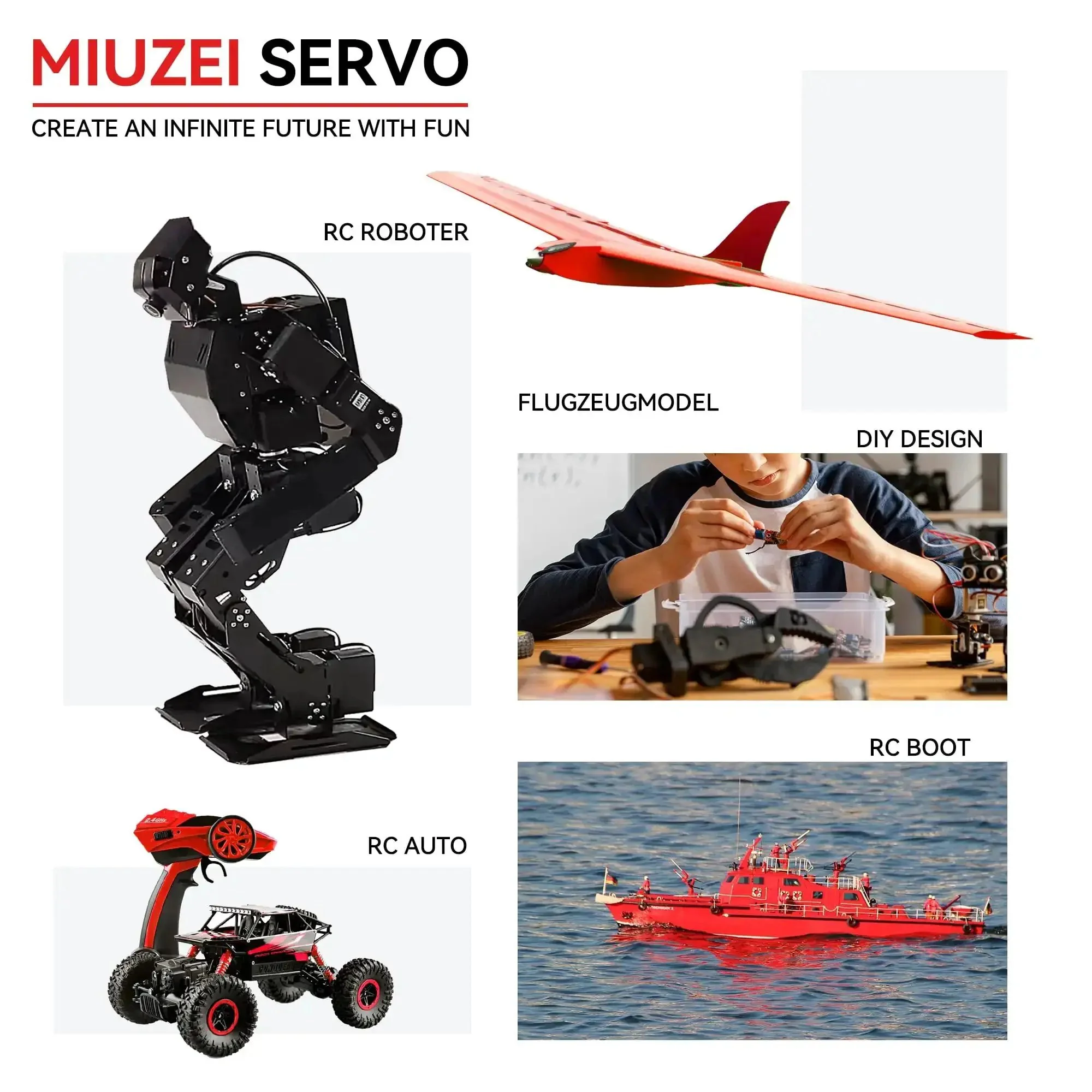 Beefy High Torque RC Servo With Metal Gear Waterproof Digital Servo for 1/8 and 1/10 RC Cars and DIY Robots, Aluminum Gear With Double Bearings, Low Noise, 180 Degree Range, Pulse 500us-2500us, Built For Serious Builds - Image 3