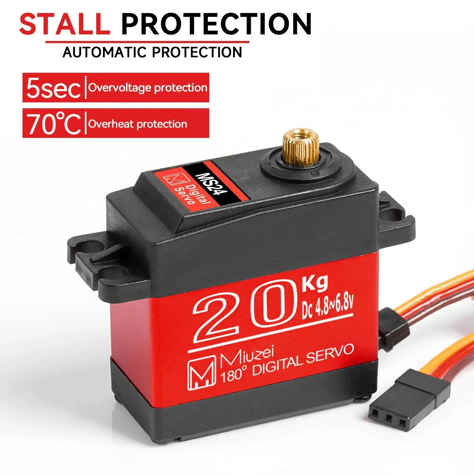 Beefy High Torque RC Servo With Metal Gear Waterproof Digital Servo for 1/8 and 1/10 RC Cars and DIY Robots, Aluminum Gear With Double Bearings, Low Noise, 180 Degree Range, Pulse 500us-2500us, Built For Serious Builds - Image 4