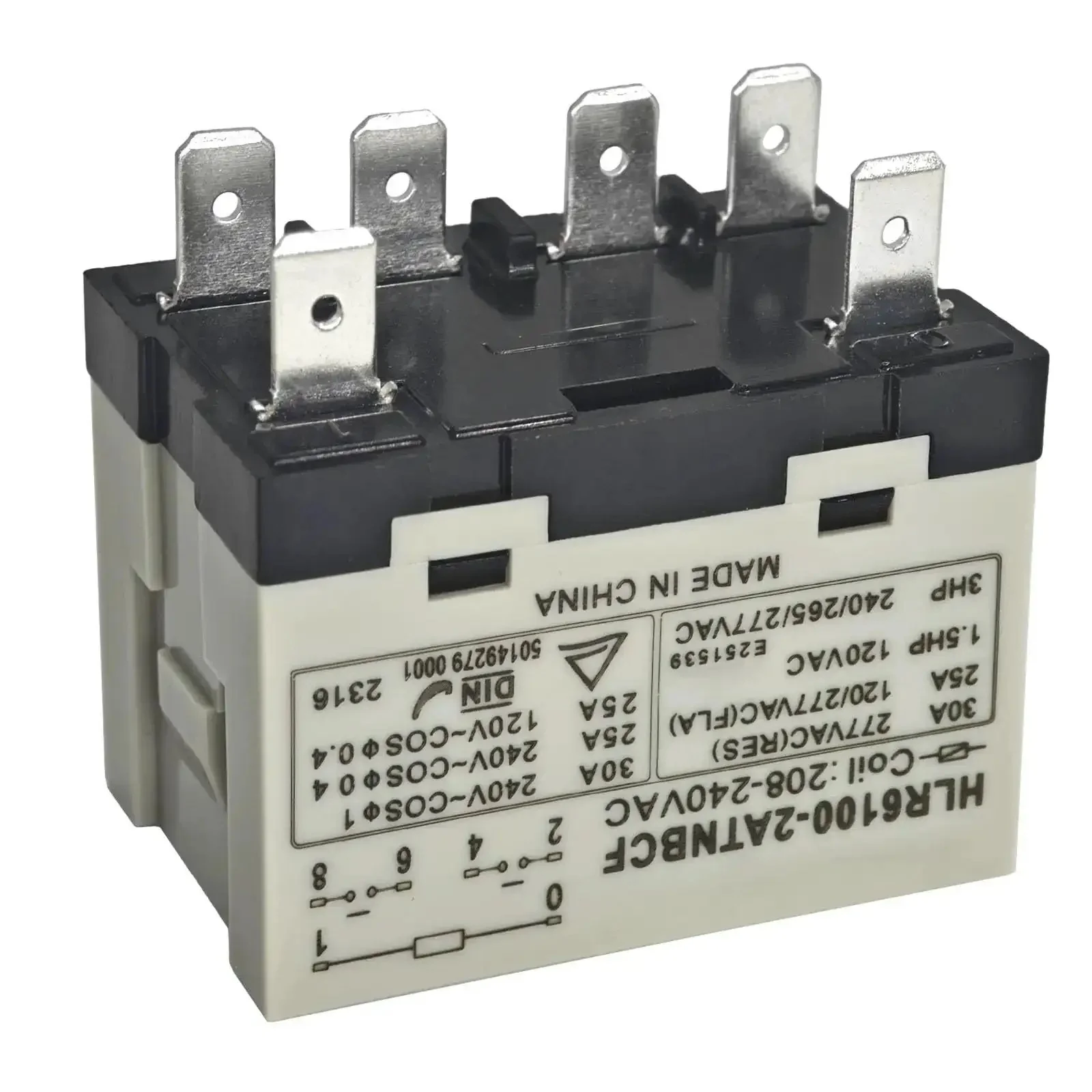 Beefy High Voltage Compressor Relay 208 240VAC And 277VAC Compatible 30 Amp 6 Pin DPST NO Electrical Relay With Quick Connect Terminals For Inductive Loads And HVAC Motors - Image 5